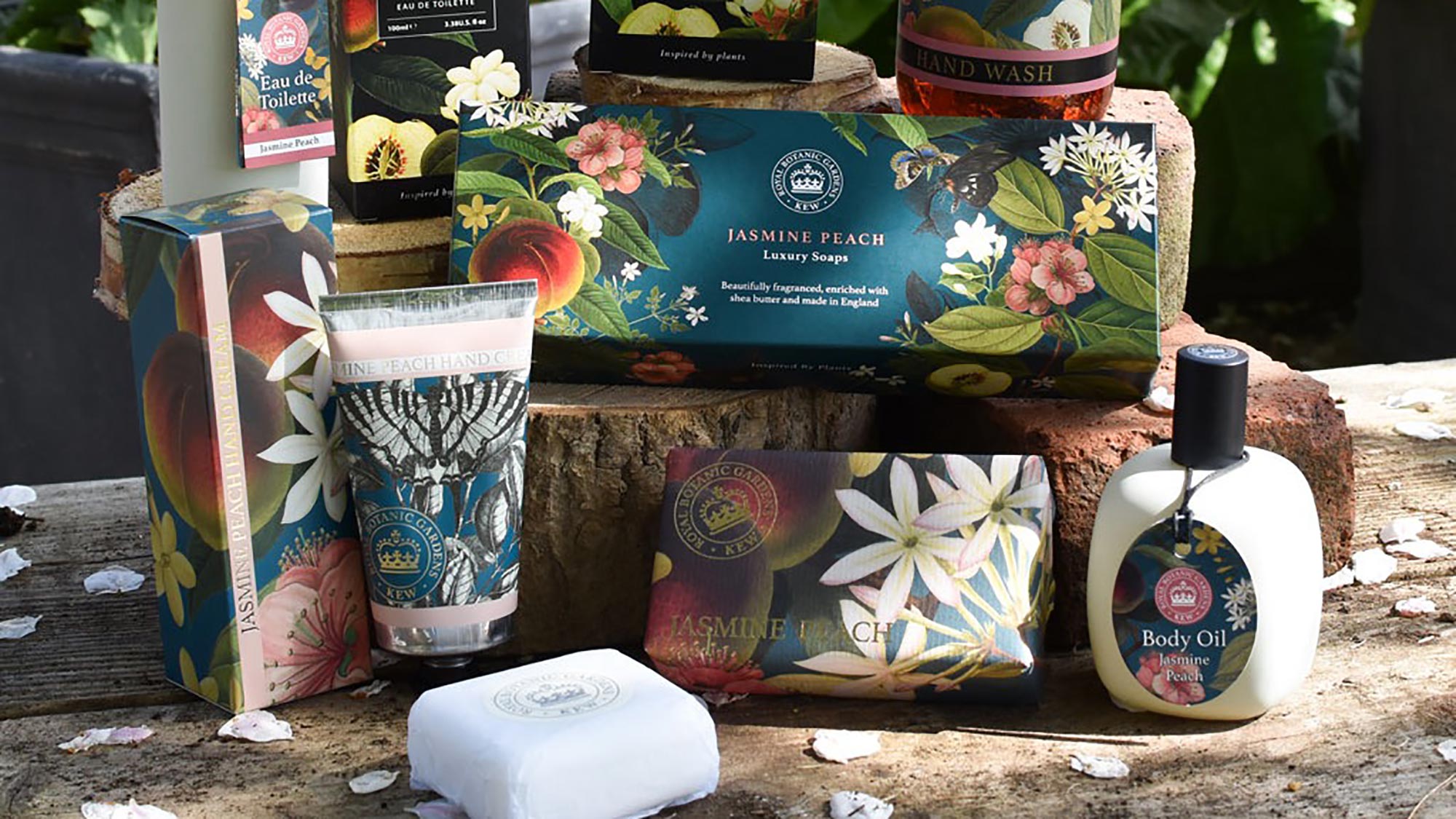 Kew Gardens hand creams by The English Soap Company styled in a calm botanical lifestyle setting at Urban Wild
