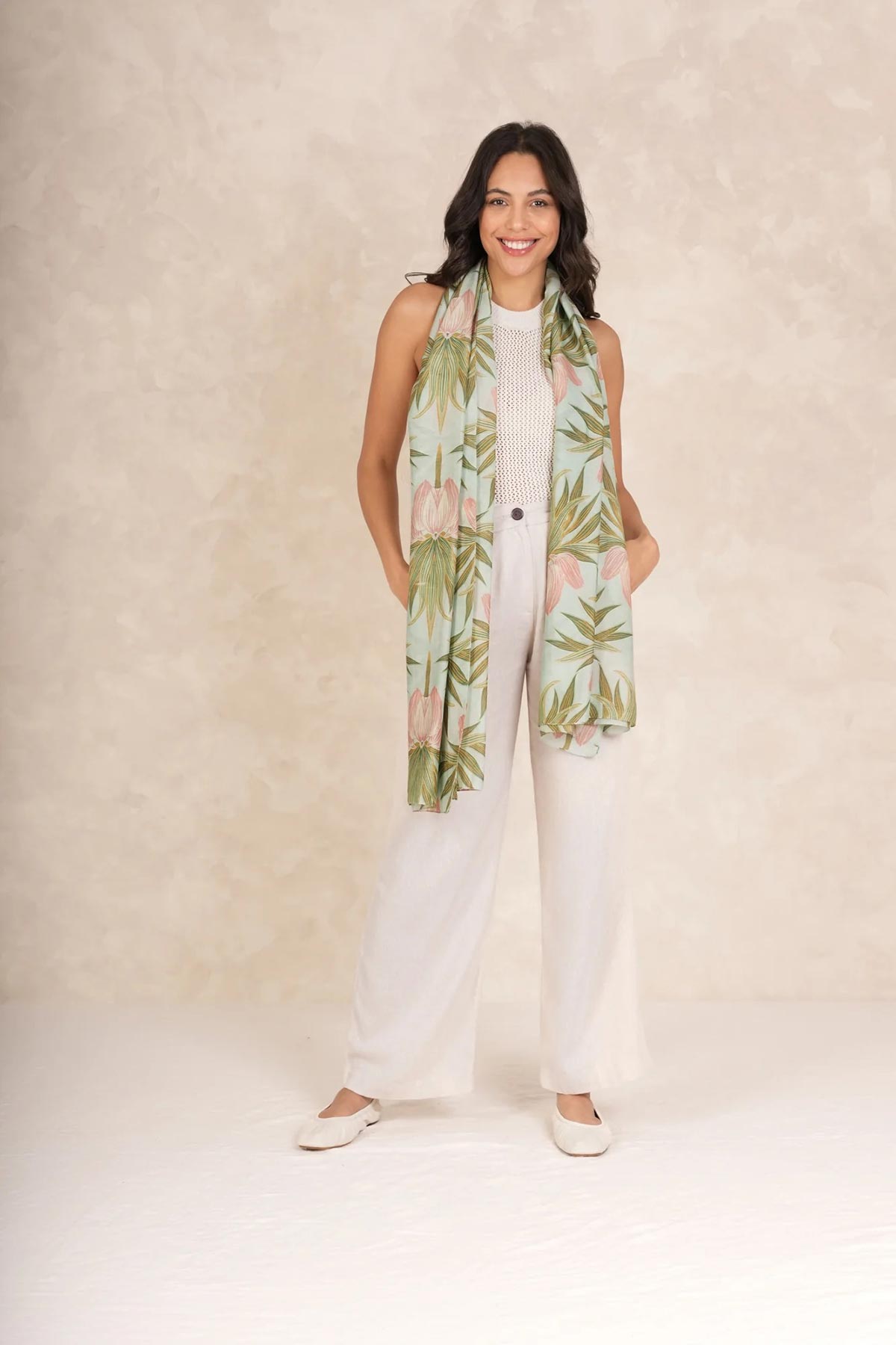 One Hundred Stars Deco Bud Aqua Scarf