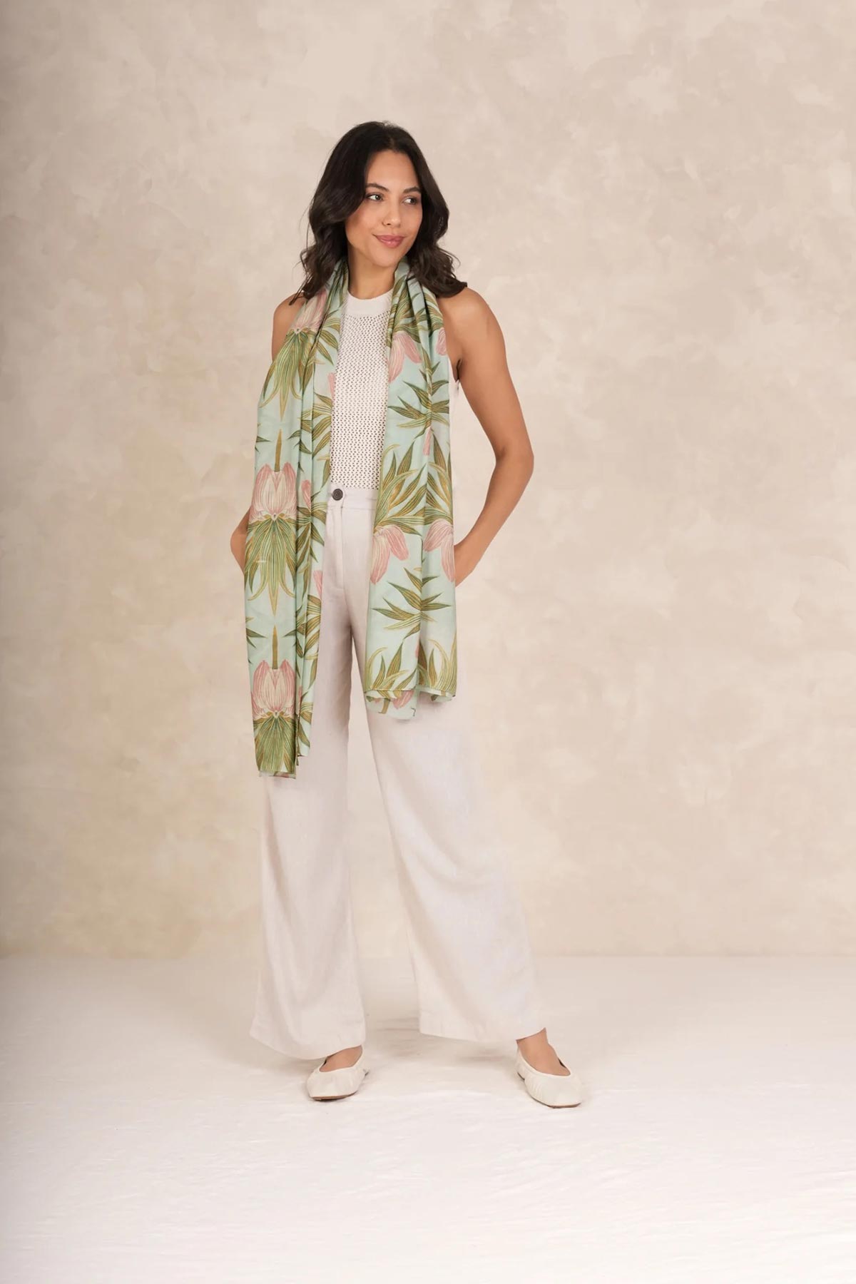 One Hundred Stars Deco Bud Aqua Scarf