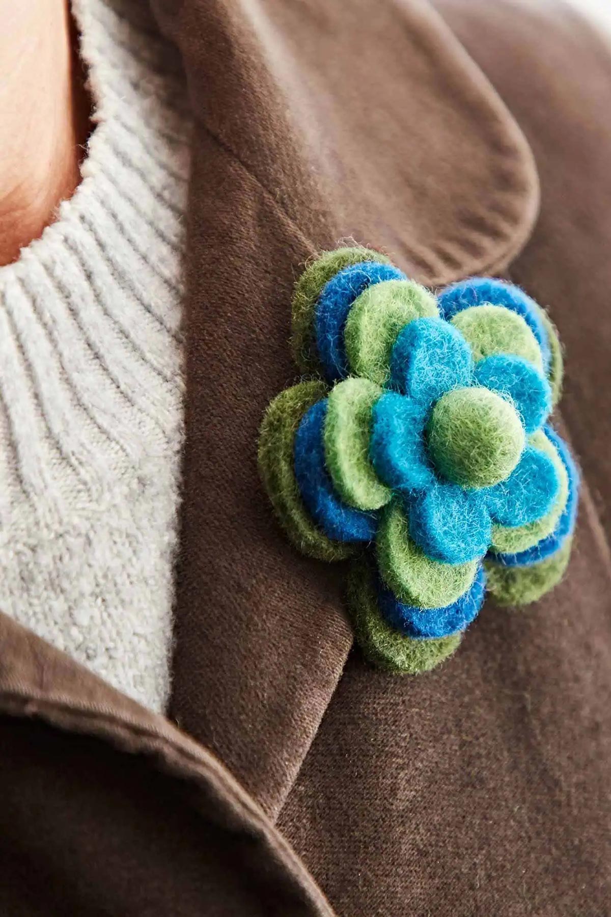 Paper High Felt Flower Brooch