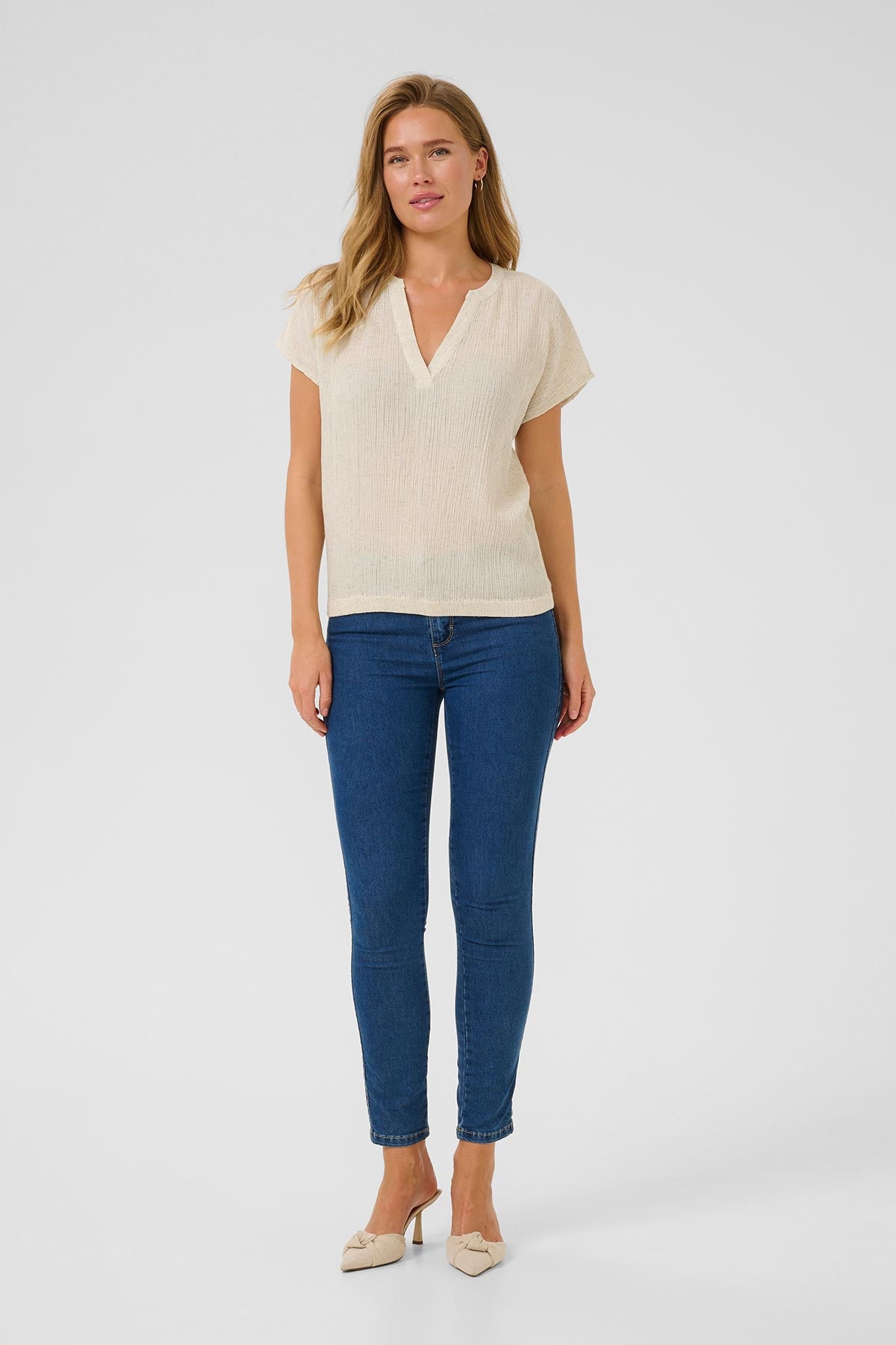 Kaffe KAgitte Blouse In Feather Gray Melange