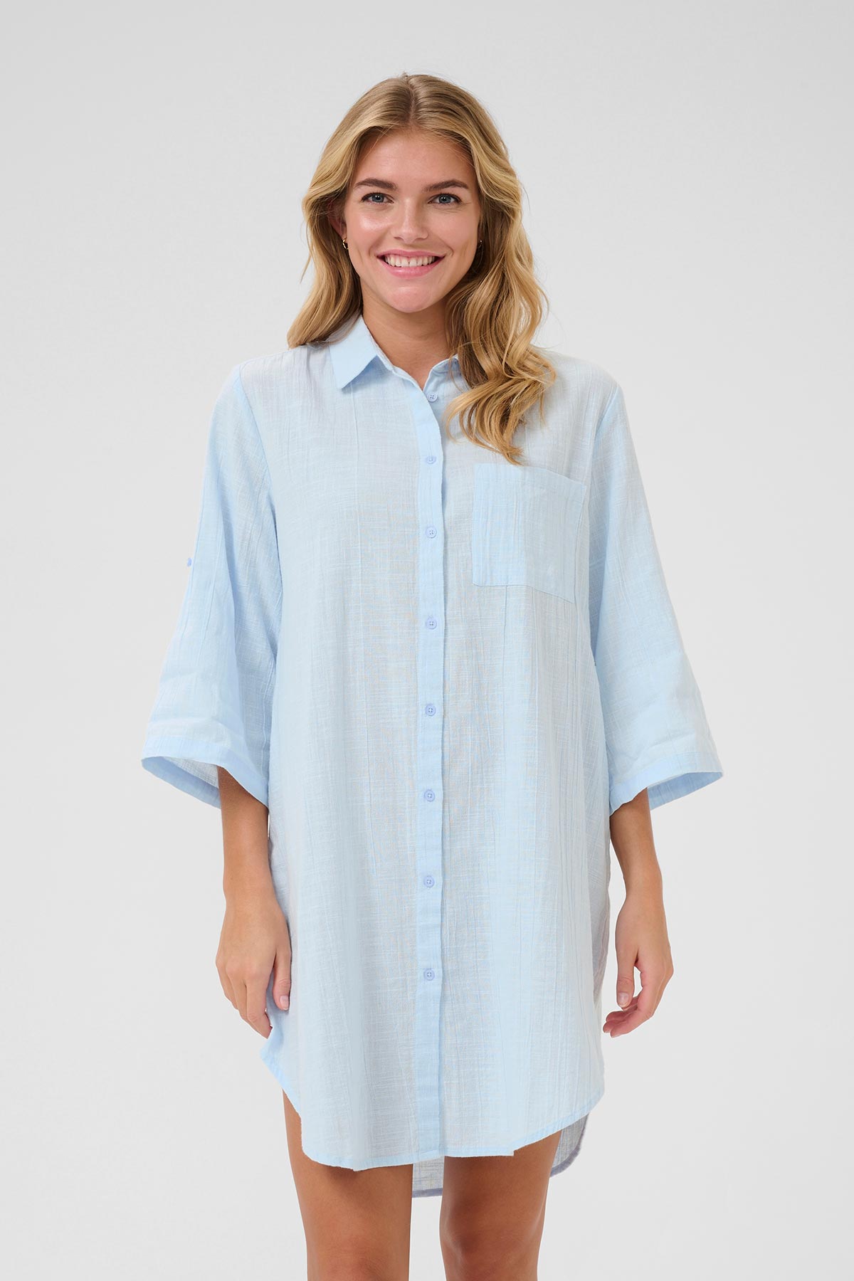 Kaffe KApauline Shirt Dress In Nantucket Breeze