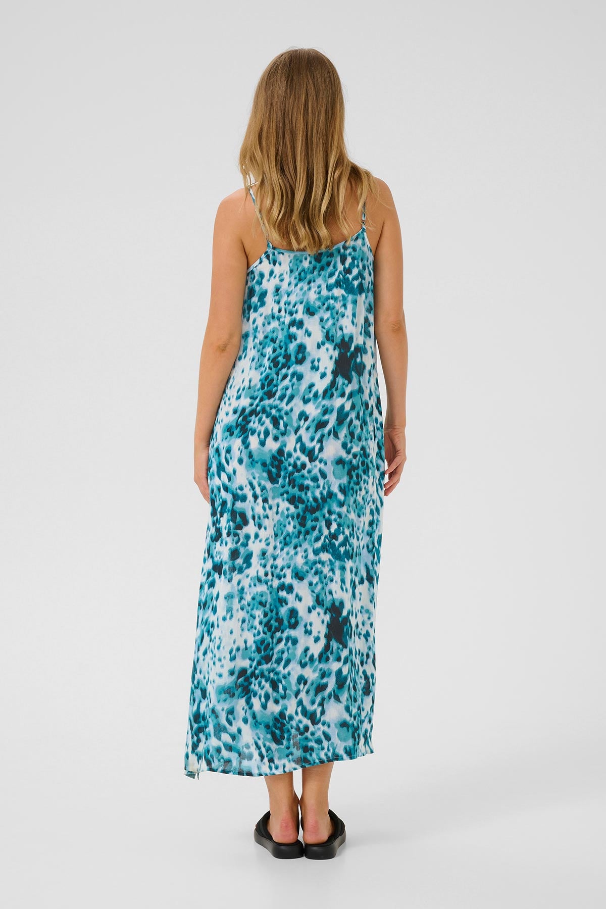 Kaffe KAthora Dress In Teal Leopard Print