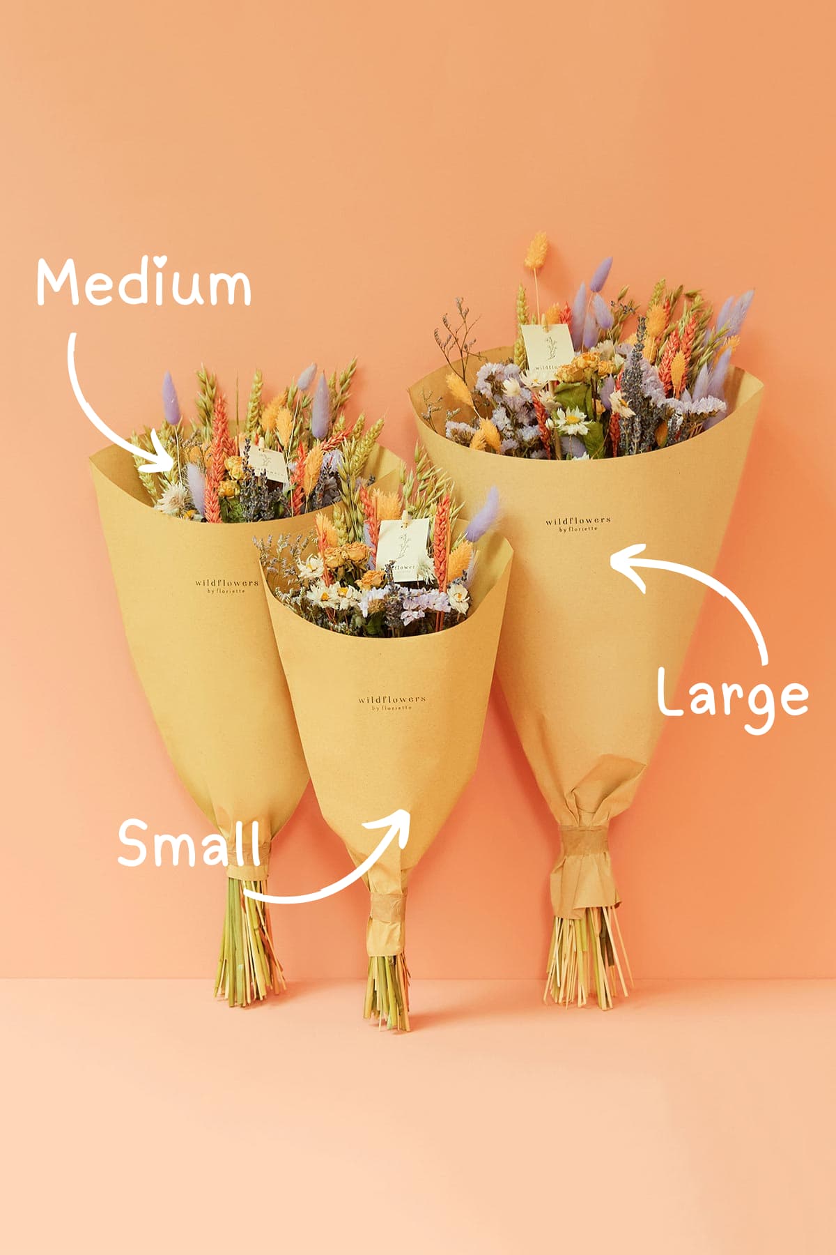 Wildflowers By Floriette Large Lavender Peach Dried Flowers Field Bouquet