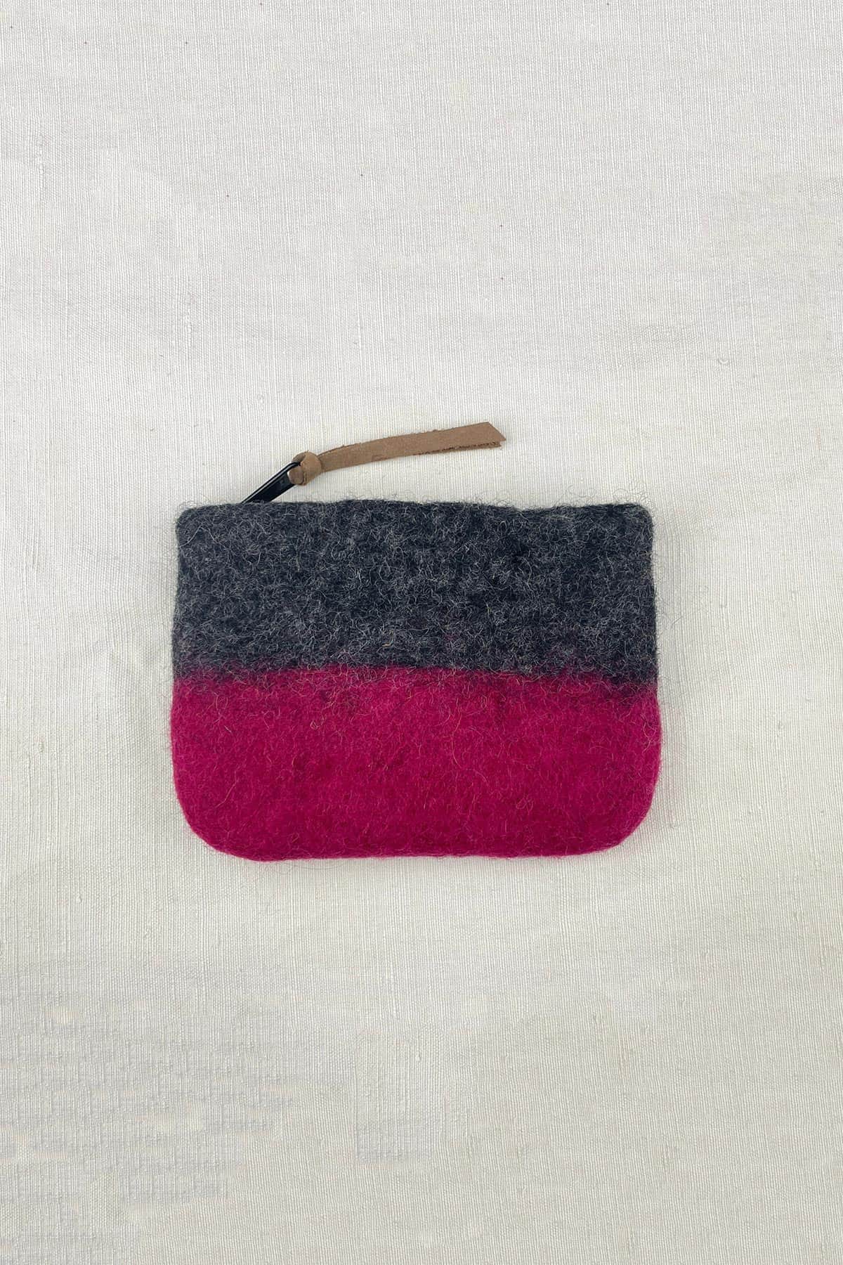 Auraque Lila Handmade Felt Ombre Two Tone Zip Purse