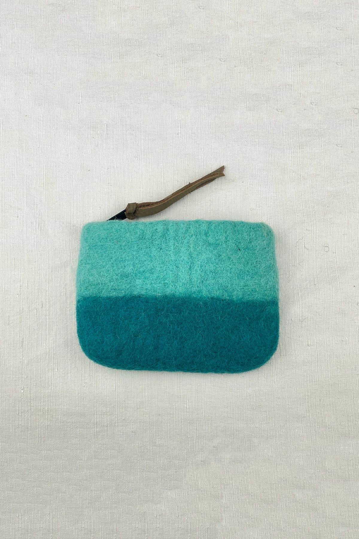 Auraque Lila Handmade Felt Ombre Two Tone Zip Purse