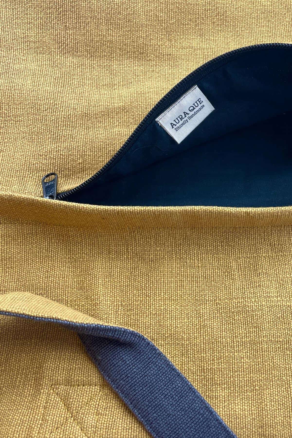 Aura Que Usko Reversible Cotton Tote Bag In Yellow & Grey