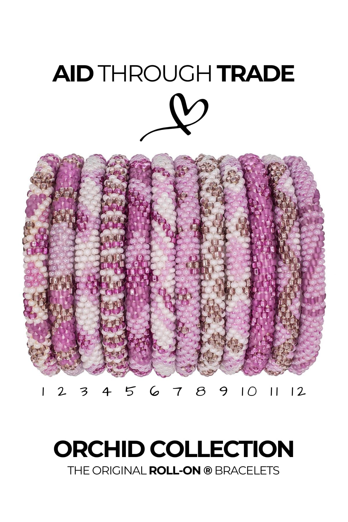 Aid Through Trade Orchid roll-on bracelets