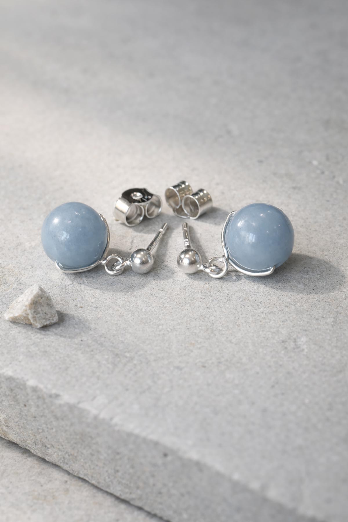 Handmade angelite stud earrings by Twigs & Stones