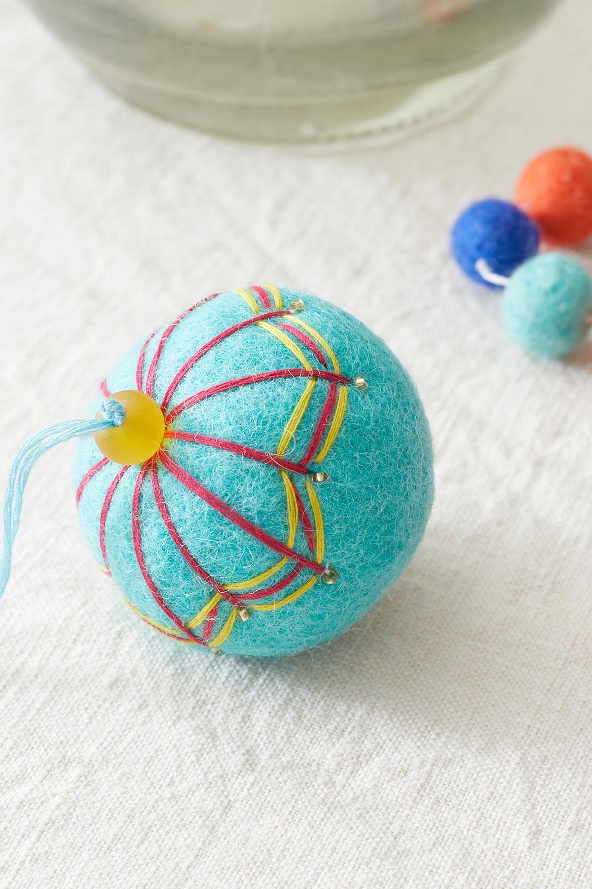 Lifestyle felt bauble in sea glass green