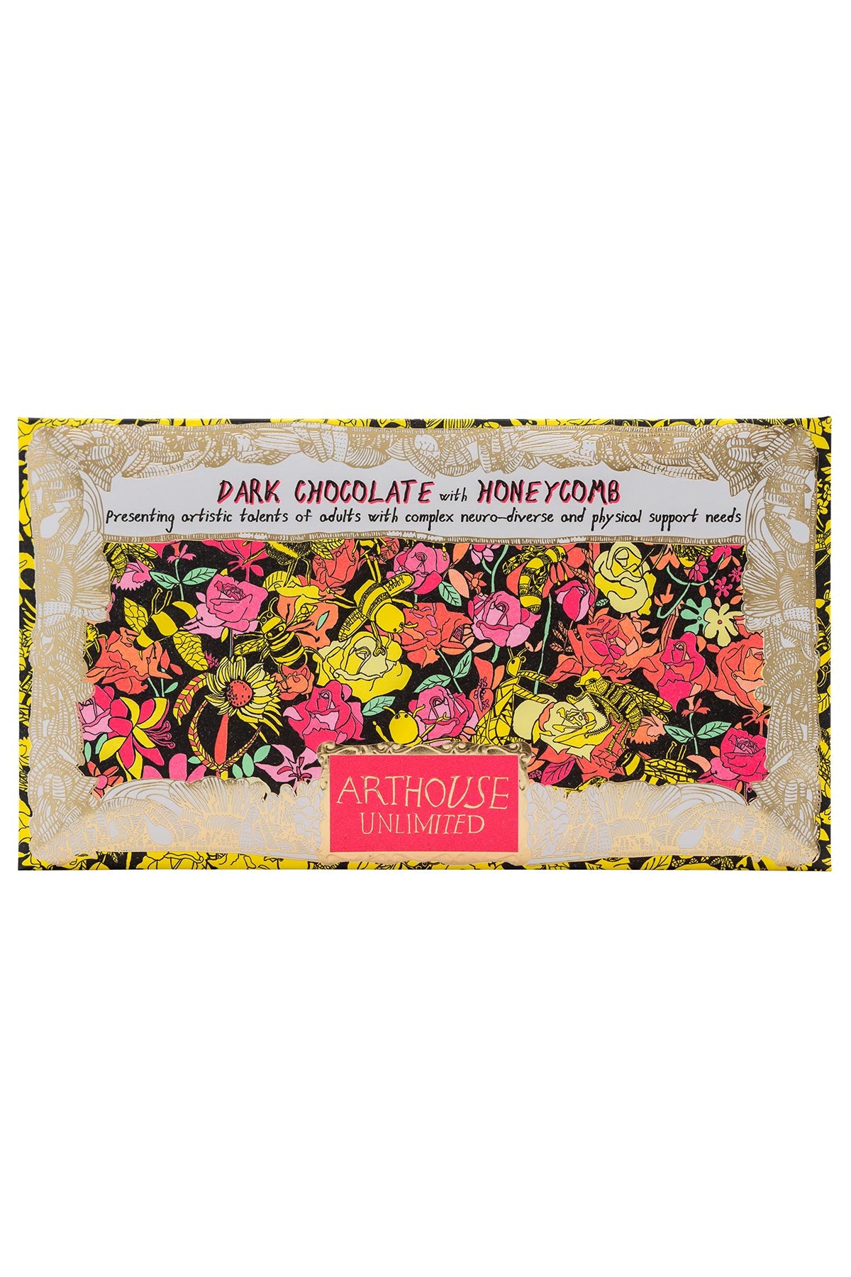 Bee Free Dark Chocolate Bar in illustrated packaging with bee design