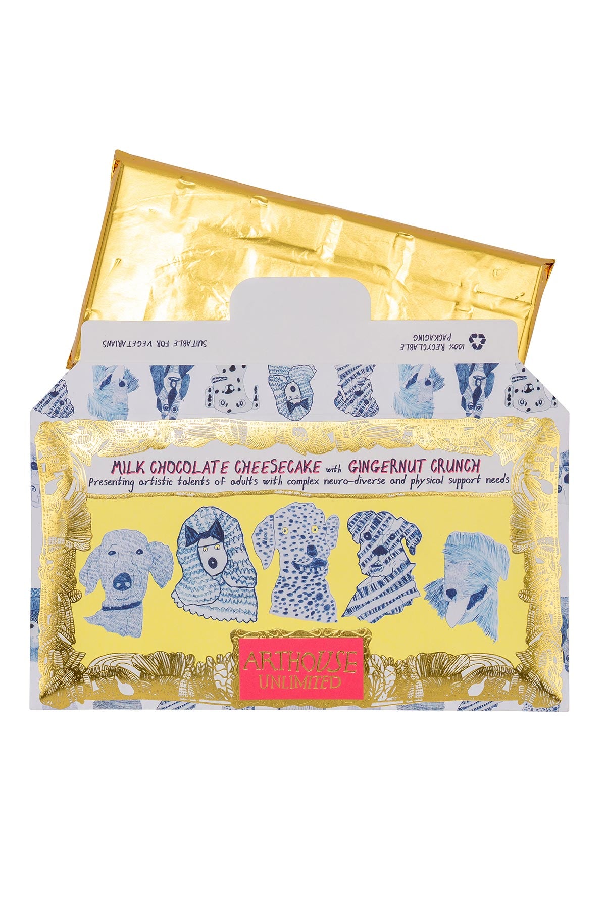 ARTHOUSE Unlimited Blue Dogs Milk Chocolate Cheesecake Bar with Gingernut