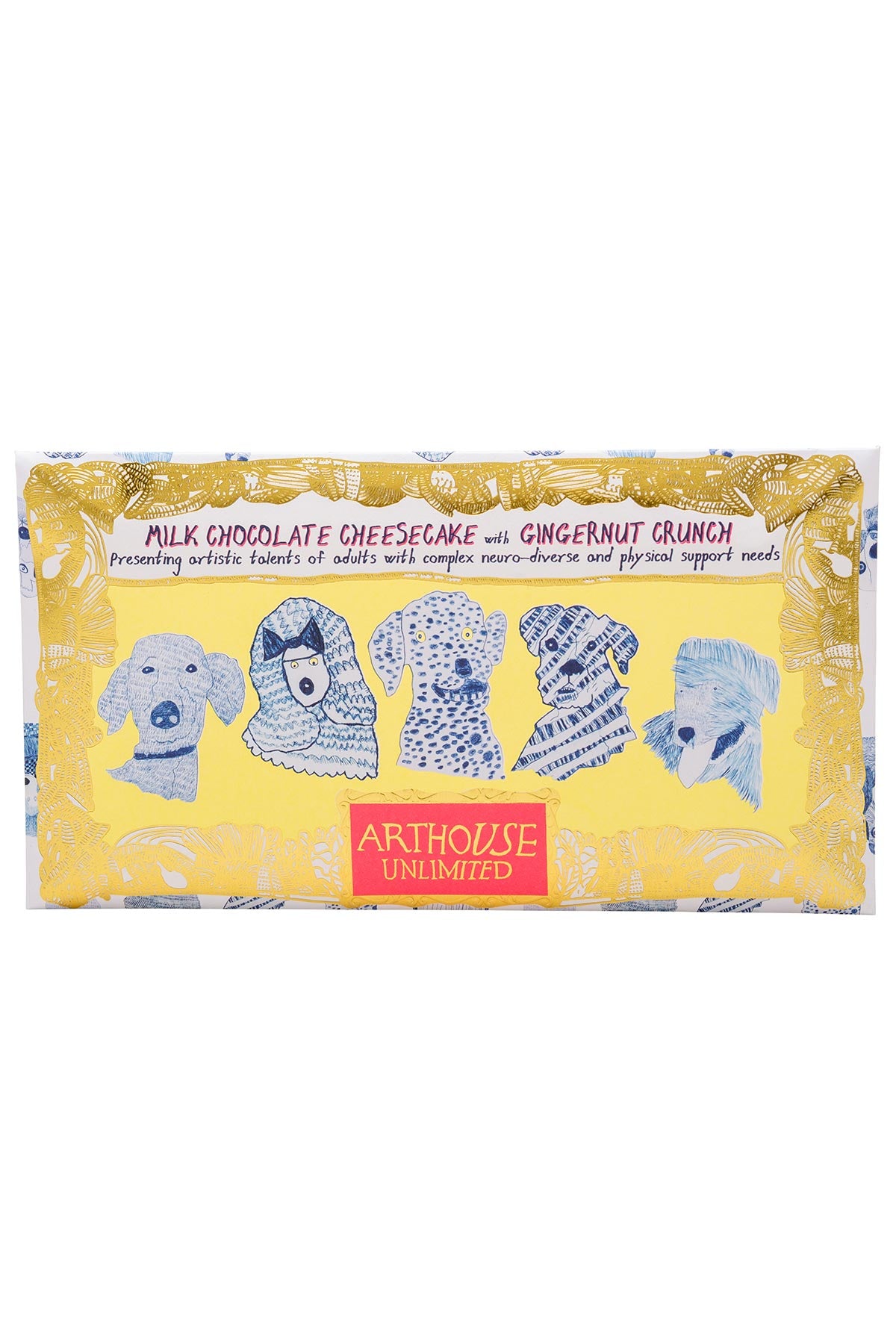 Blue Dogs Chocolate Bar with artist-illustrated blue dog design