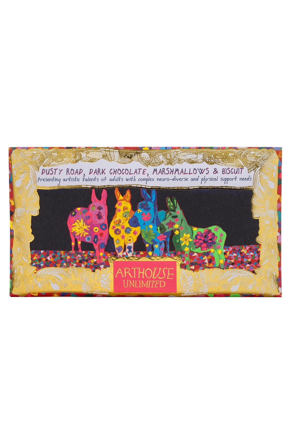 Dusty Road chocolate bar with illustrated wrapper by ARTHOUSE Unlimited artists
