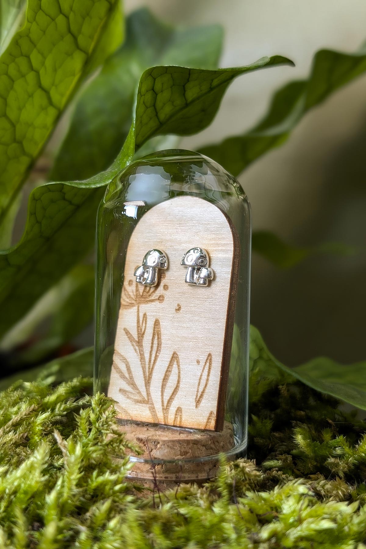 Mushroom cluster sterling silver studs by Banksia Botanicals at Urban Wild