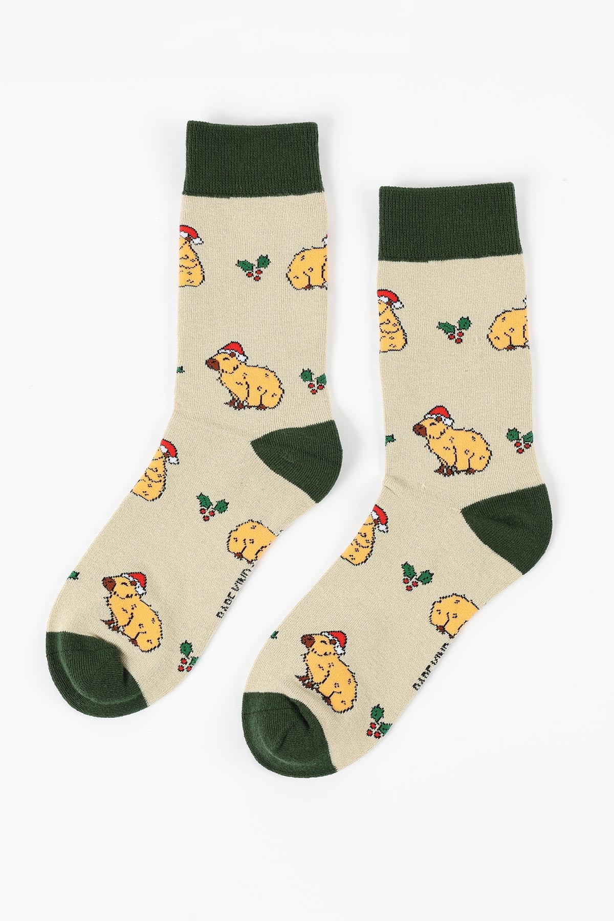 Bare Kind Christmas Capybara Bamboo Socks with festive pattern detail