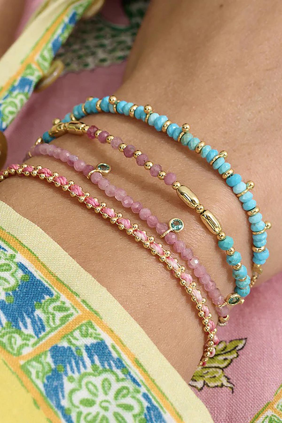 Colourful gold bead bracelet