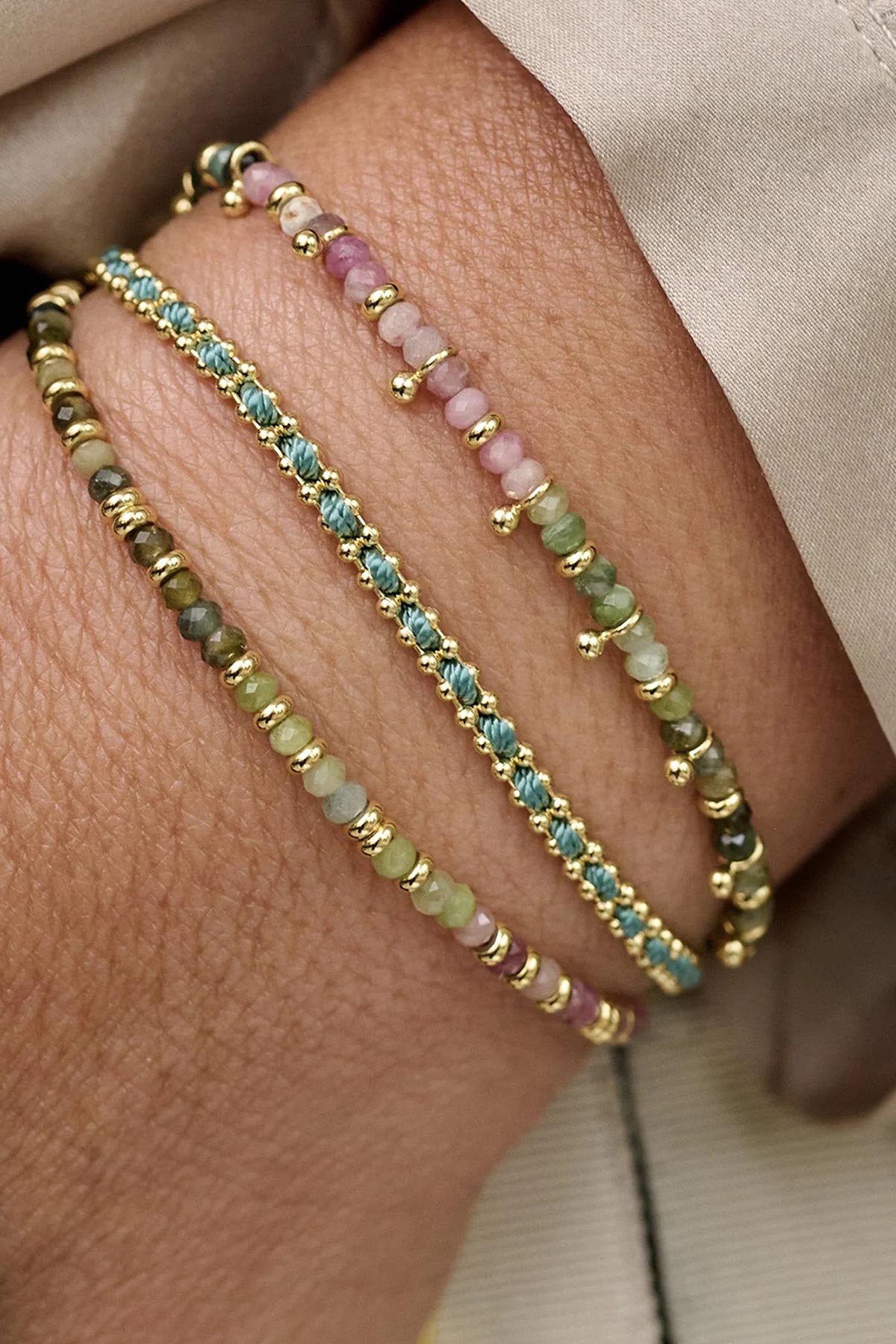 Boho Betty Mystical tourmaline gold gemstone bracelet