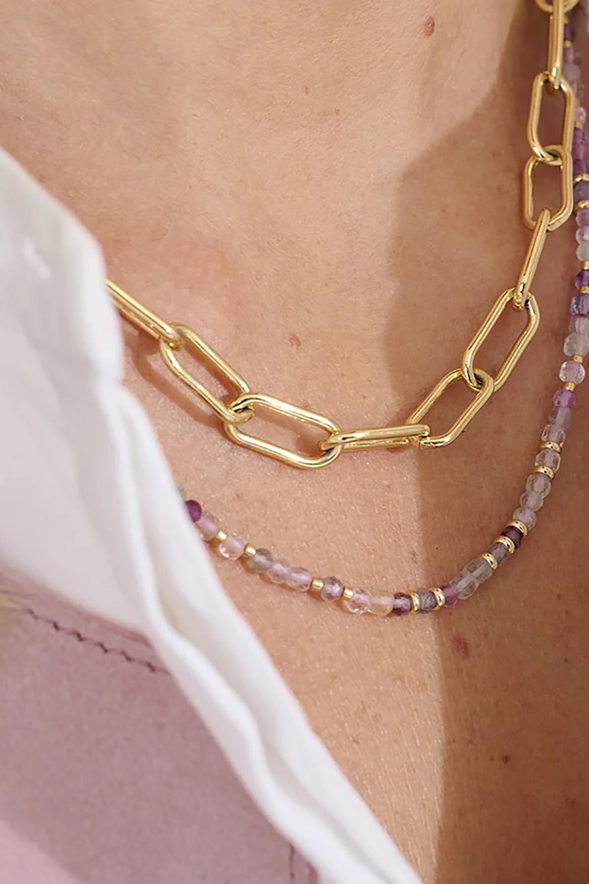 Close-up of chunky gold chain links