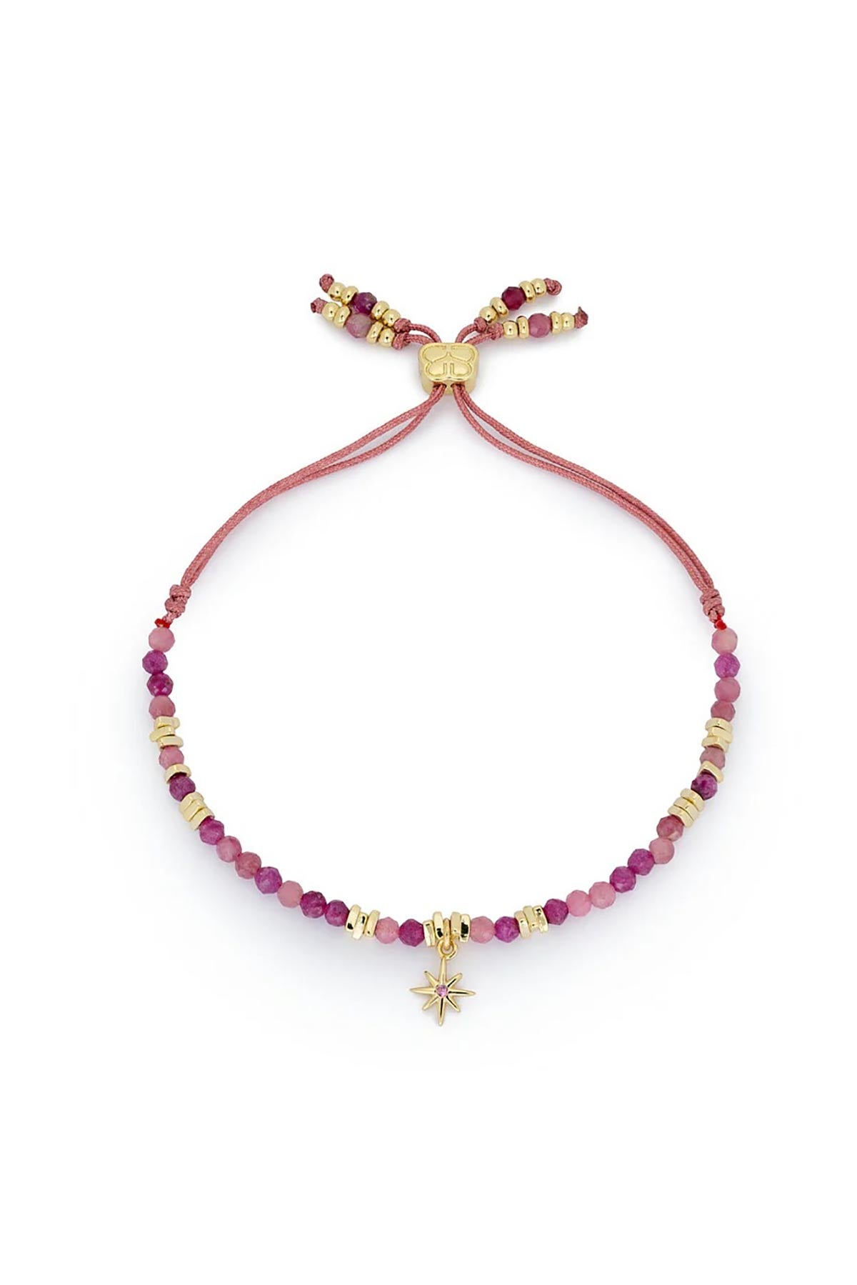 Ruby mix gold star charm bracelet