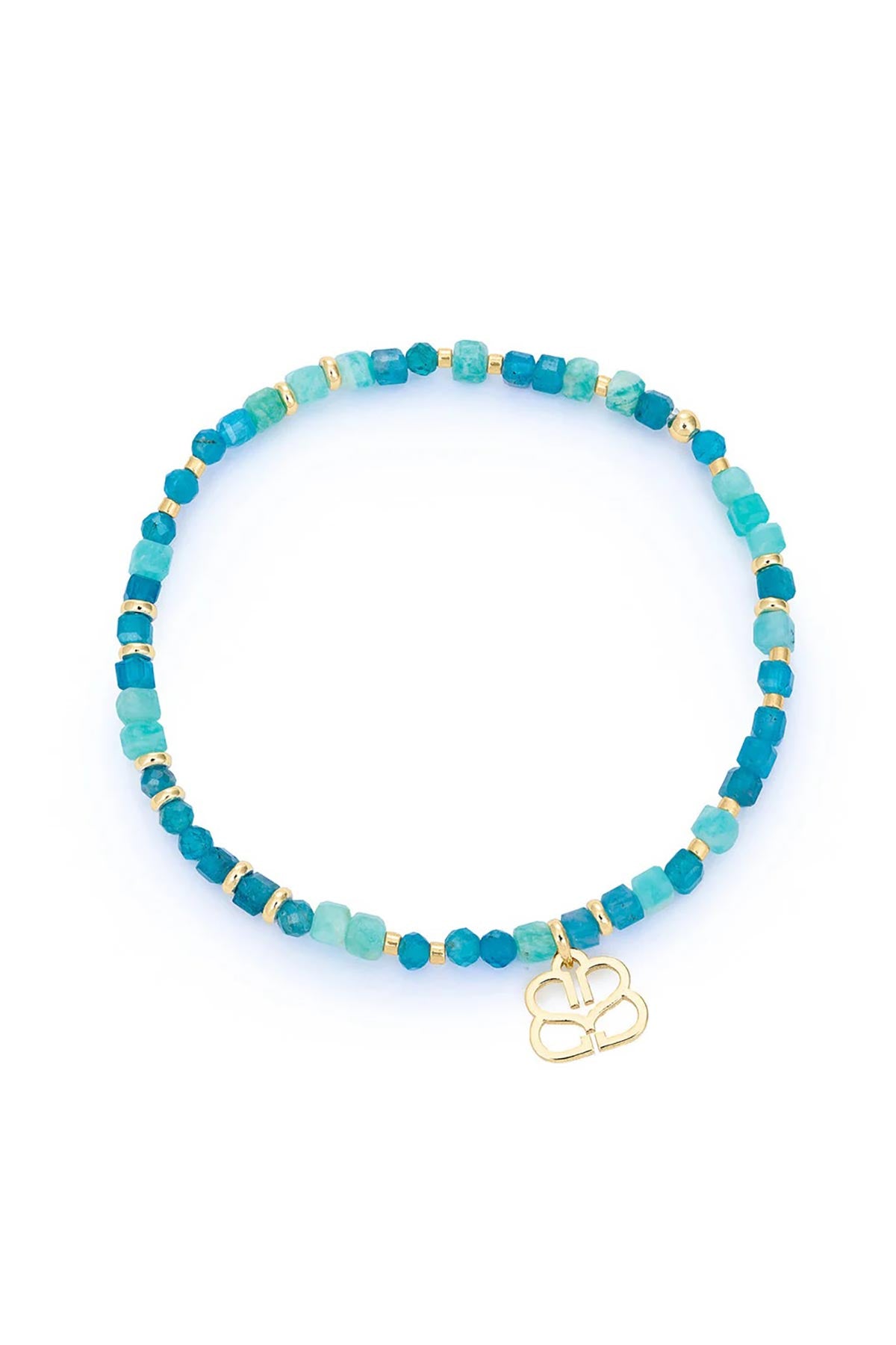 Amazonite and apatite gold beaded bracelet