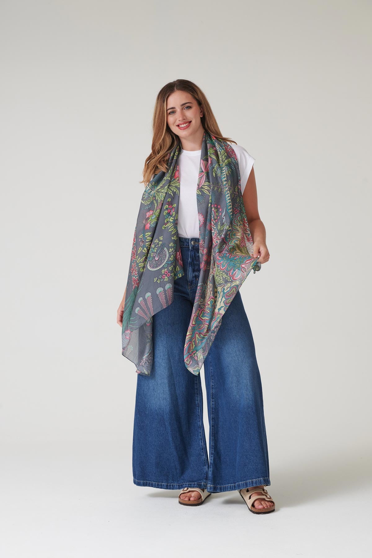 Boho Garden Grey scarf by One Hundred Stars at Urban Wild