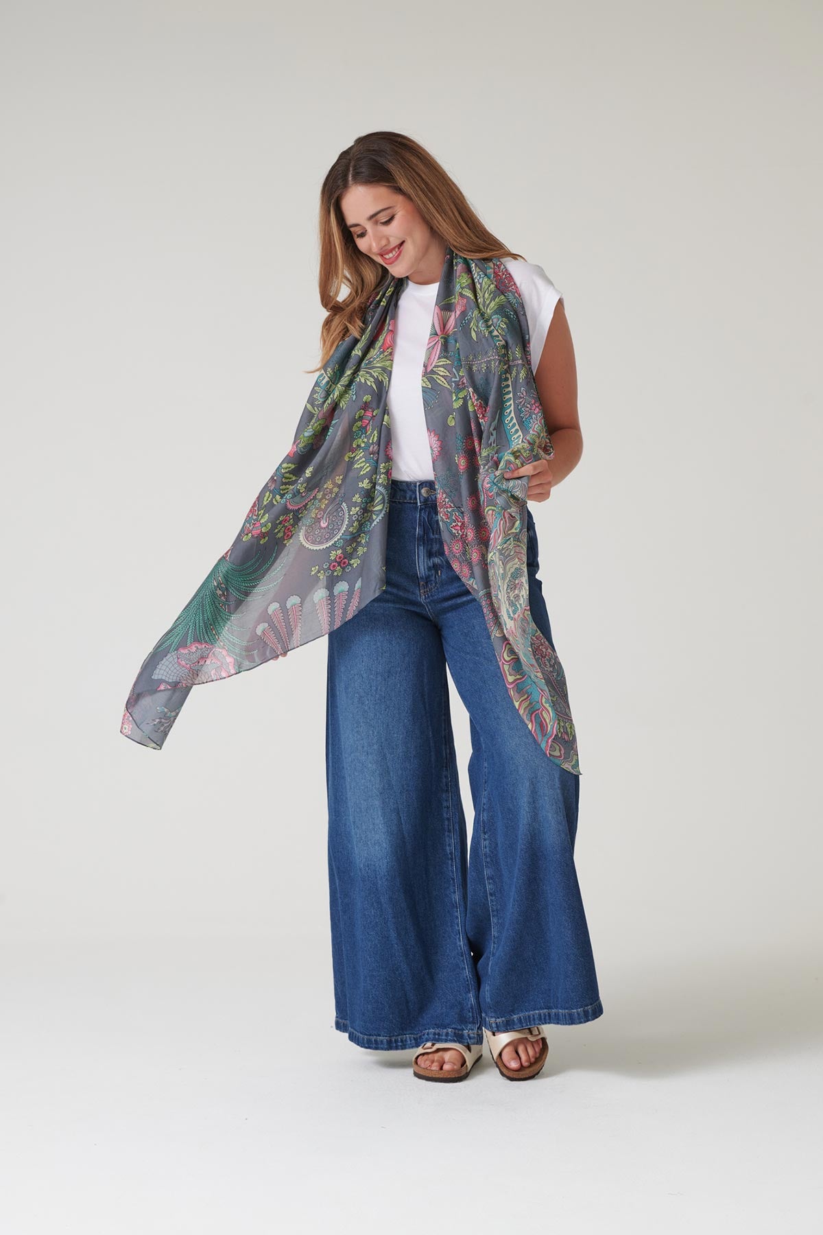 Contemporary British design printed scarf