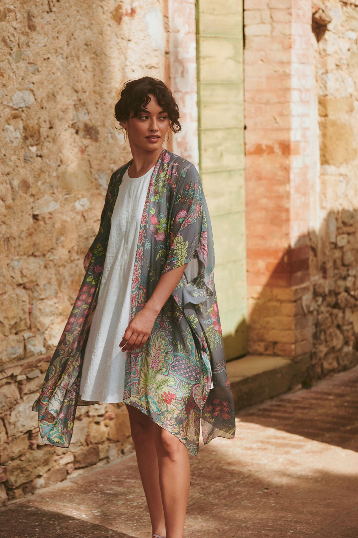 Elegant draped botanical fashion layer made in India