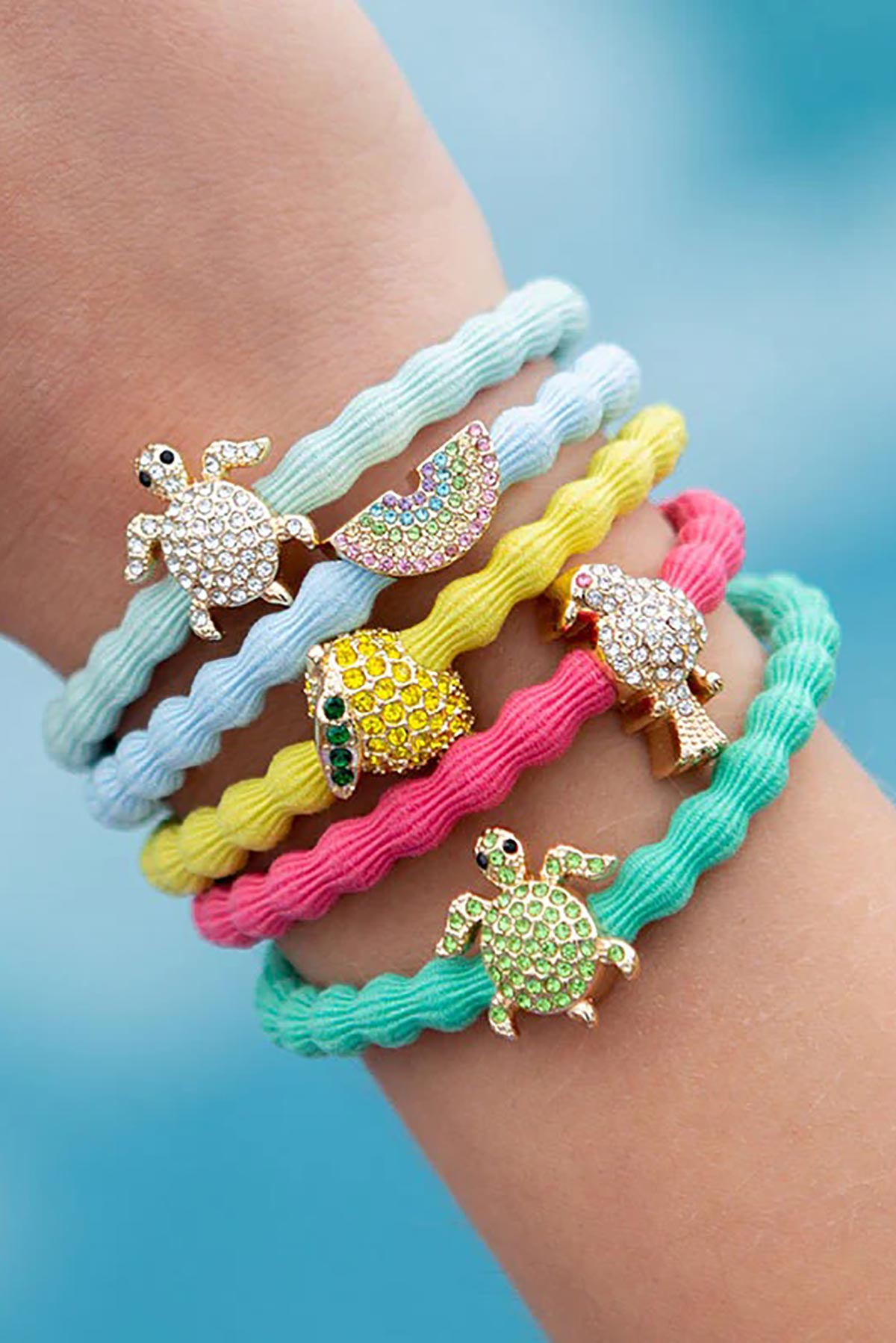 By Eloise sky blue turtle Bangle Band worn on the wrist as a bracelet