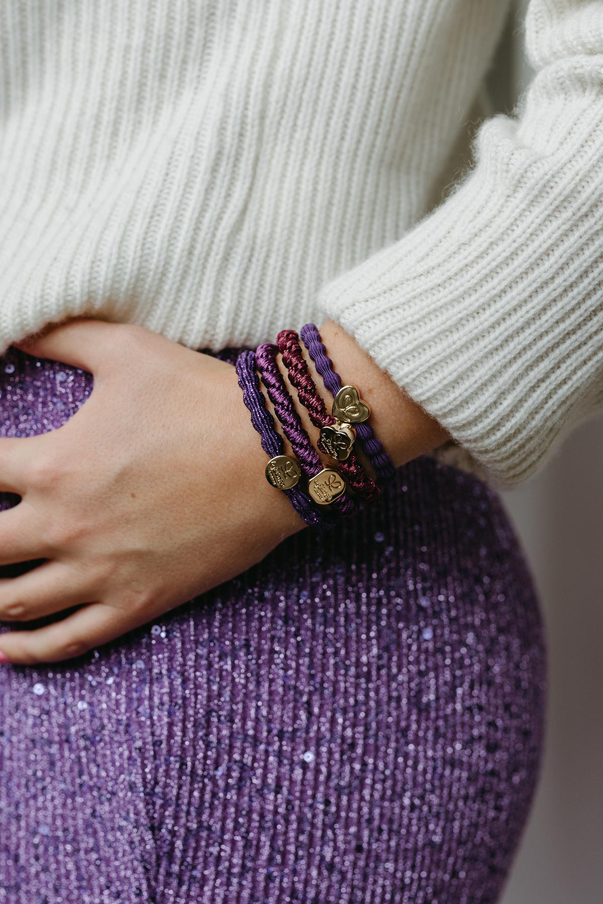 By Eloise plum woven Bangle Band styled on the wrist