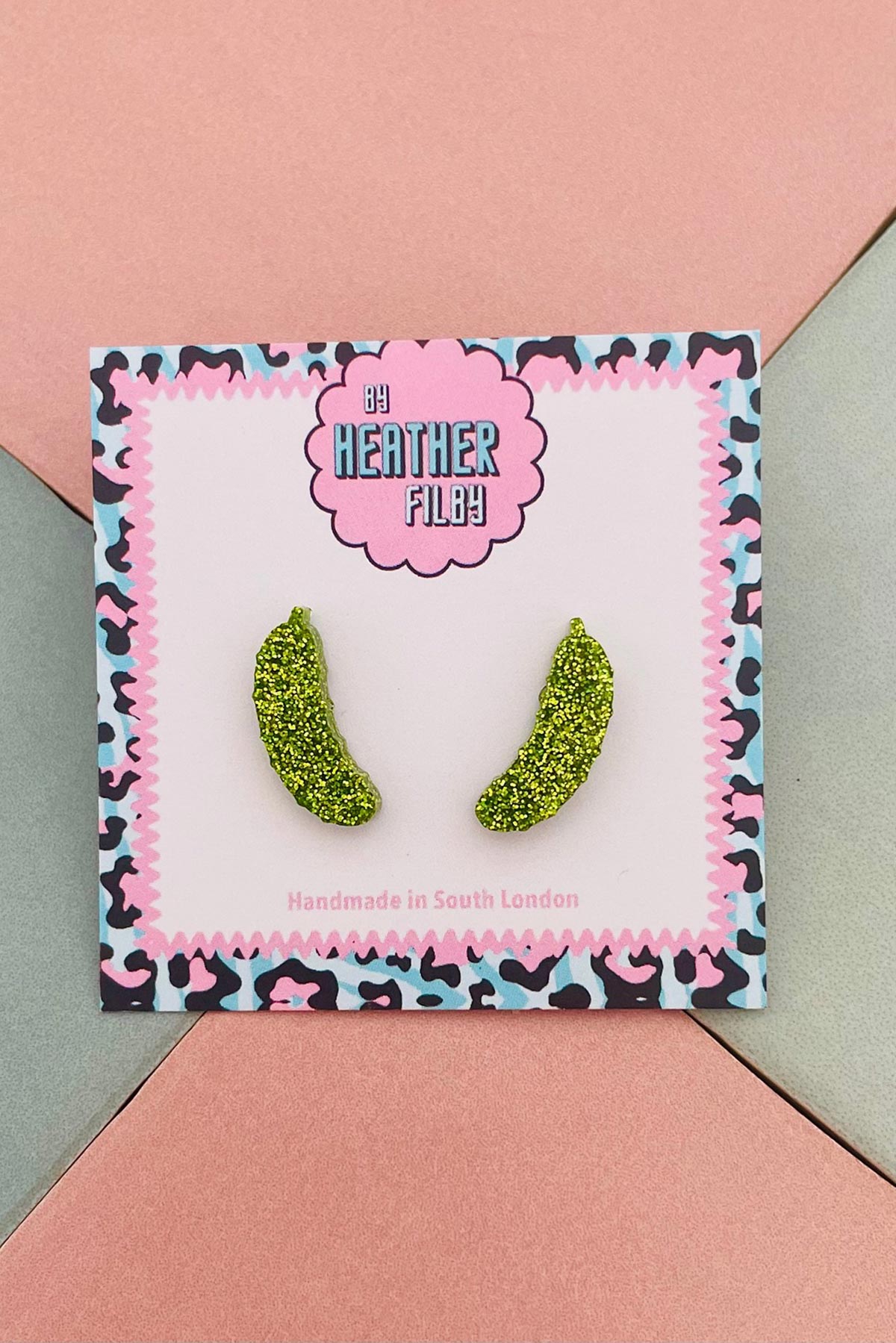 By Heather Filby pickle stud earrings