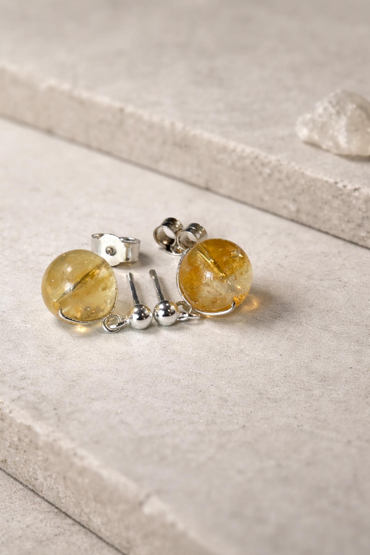 Handmade citrine stud earrings by Twigs & Stones
