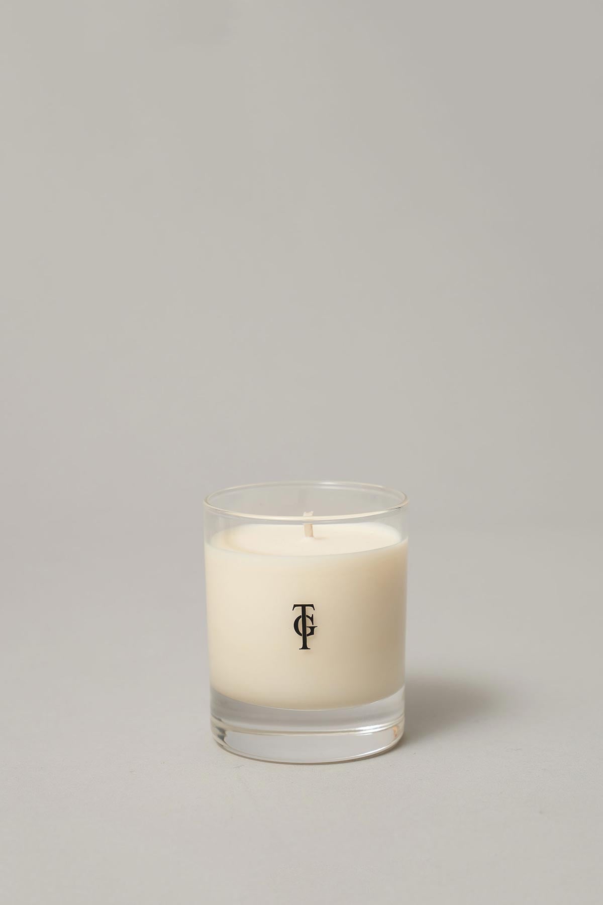 Side view of Clearing candle showing minimal glass design