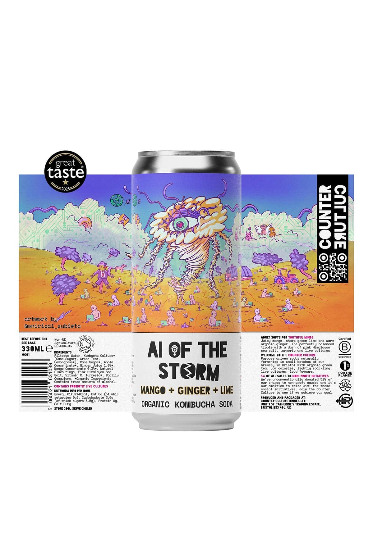 Organic kombucha with mango and ginger from Counter Culture