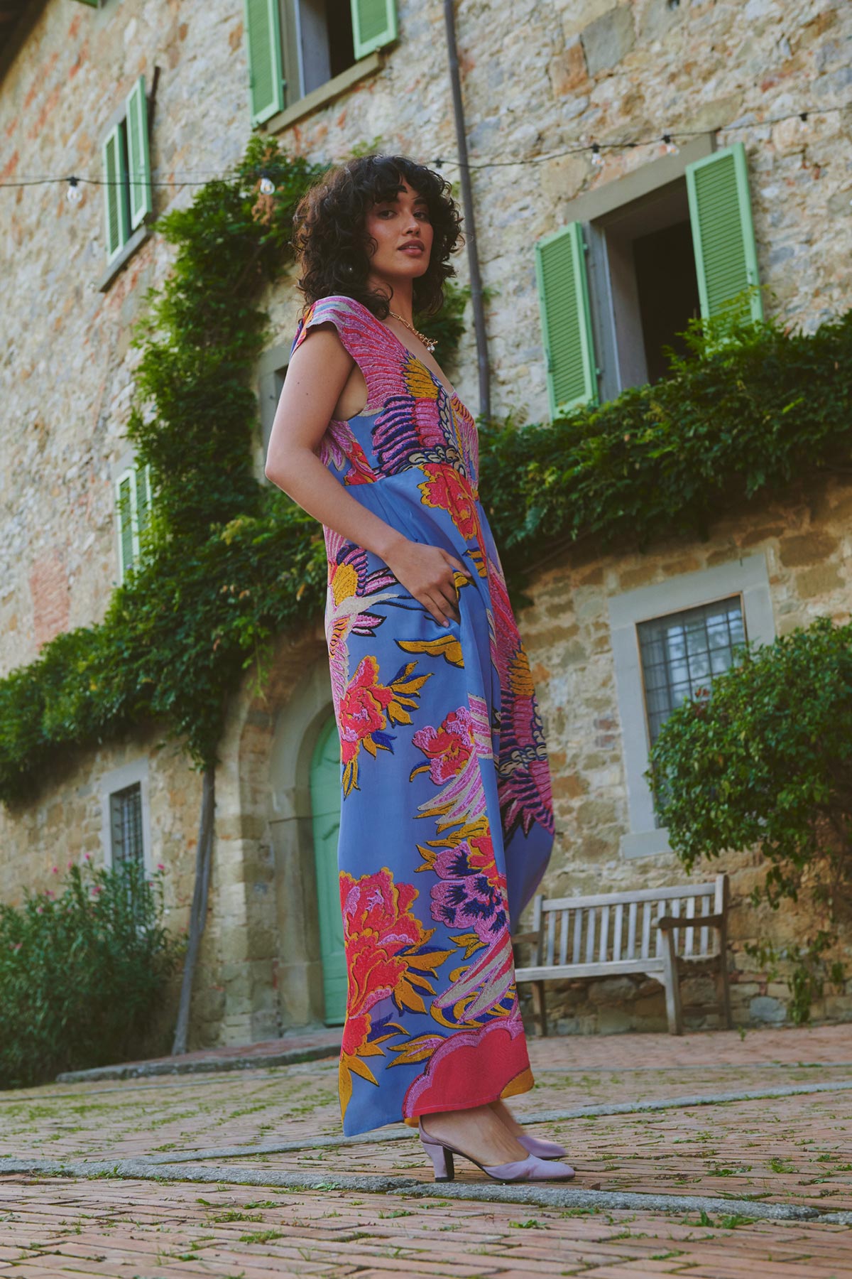 Design-led crane print jumpsuit curated by Urban Wild