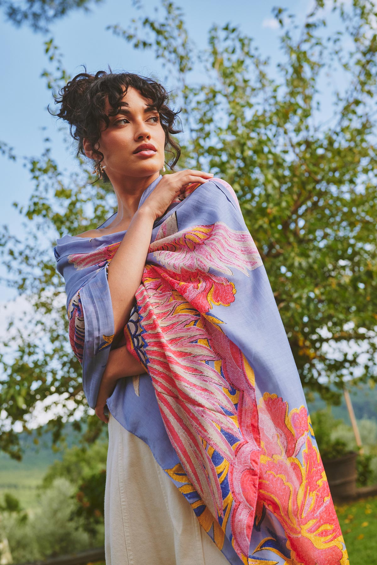 Crane Periwinkle scarf by One Hundred Stars at Urban Wild