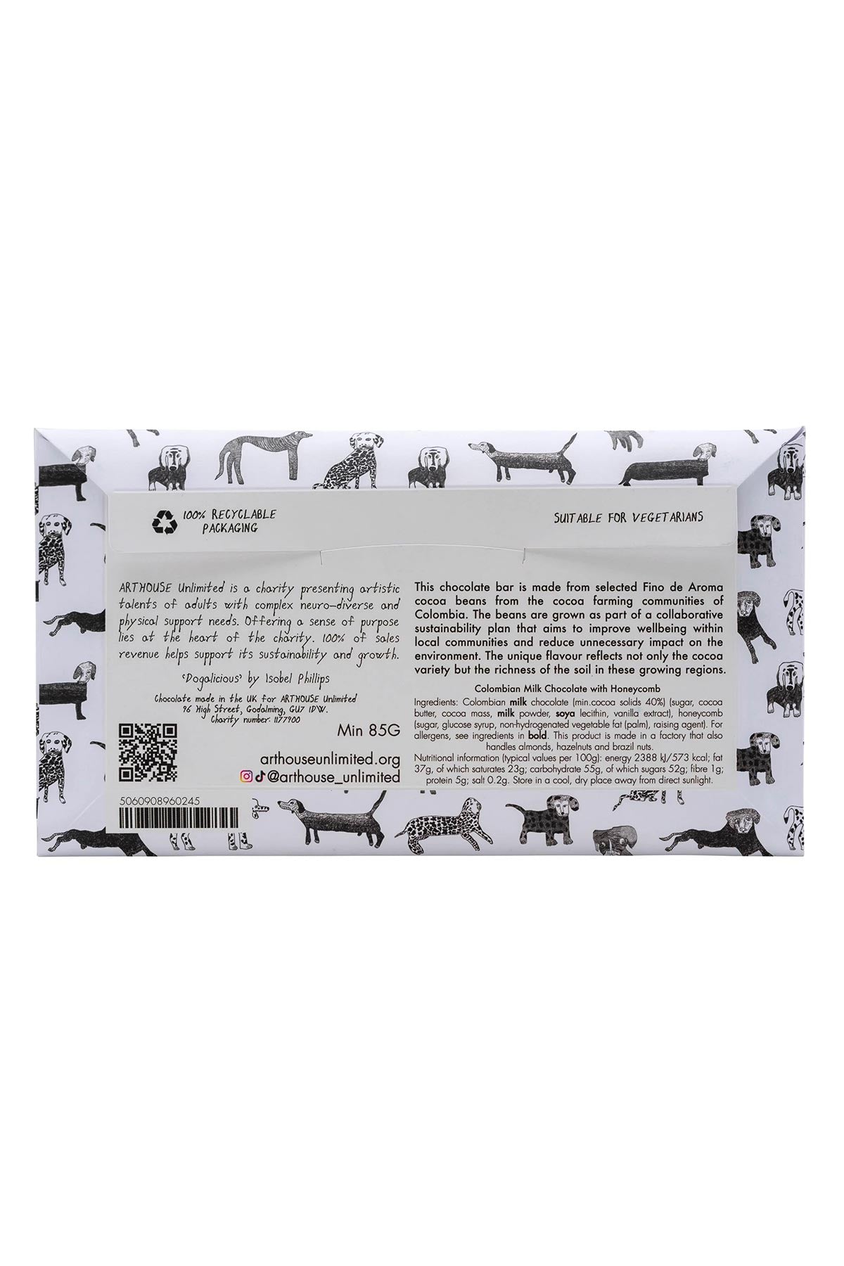 Ethical chocolate bar with joyful artwork