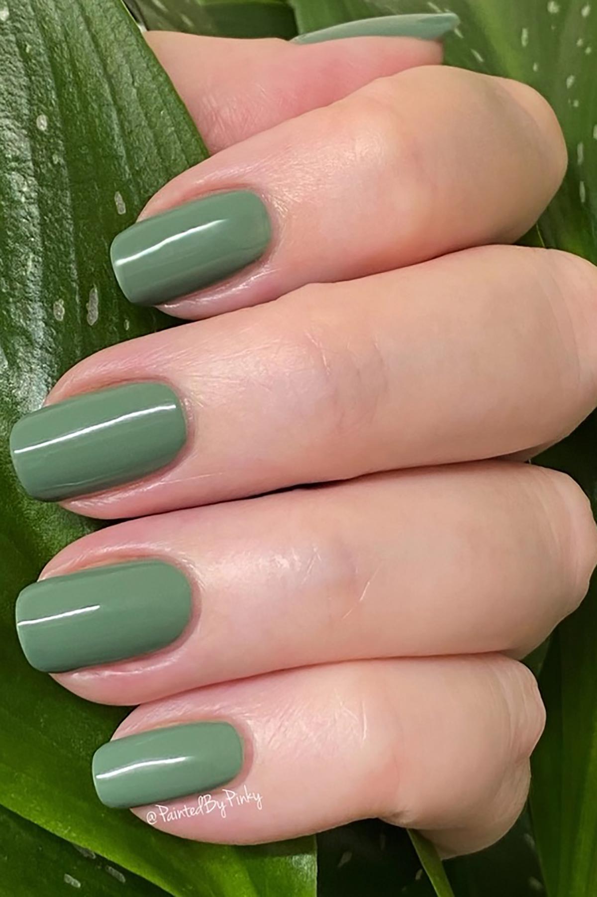 Nailture Green Nail Polish swatch rich herb-green shade