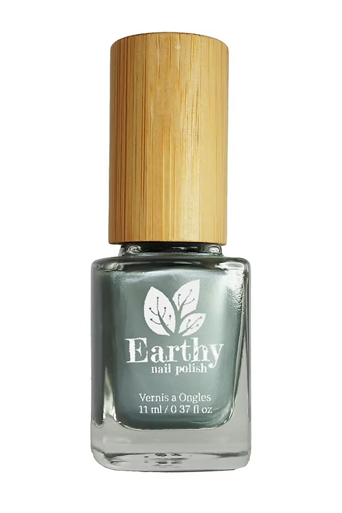 Earthy Theia Nail Polish bottle bamboo lid metallic tone