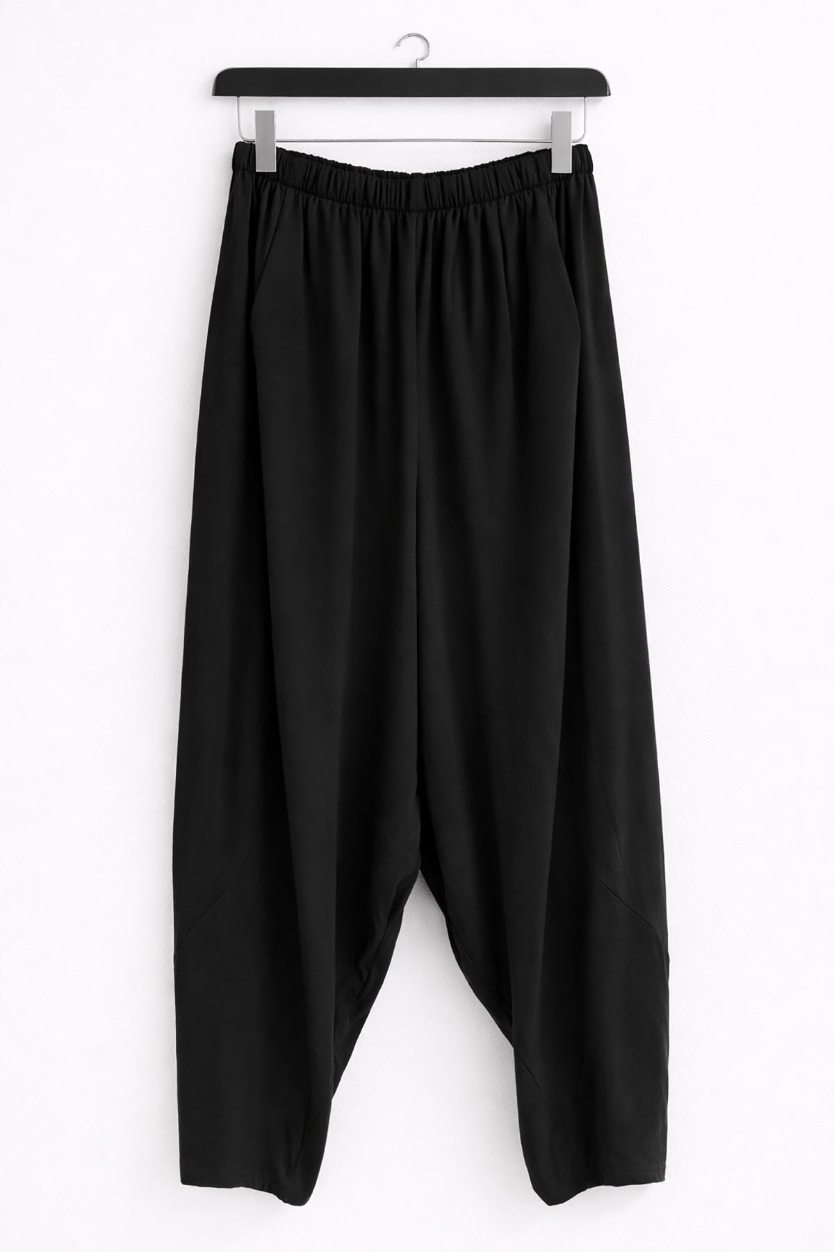 Black Everyday Ease Cotton Joggers made in Italy hanging on hanger