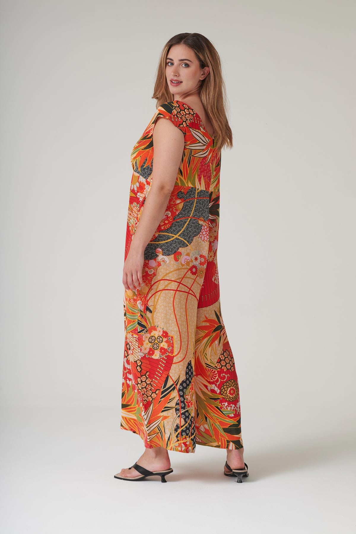 Bold scarlet fashion jumpsuit