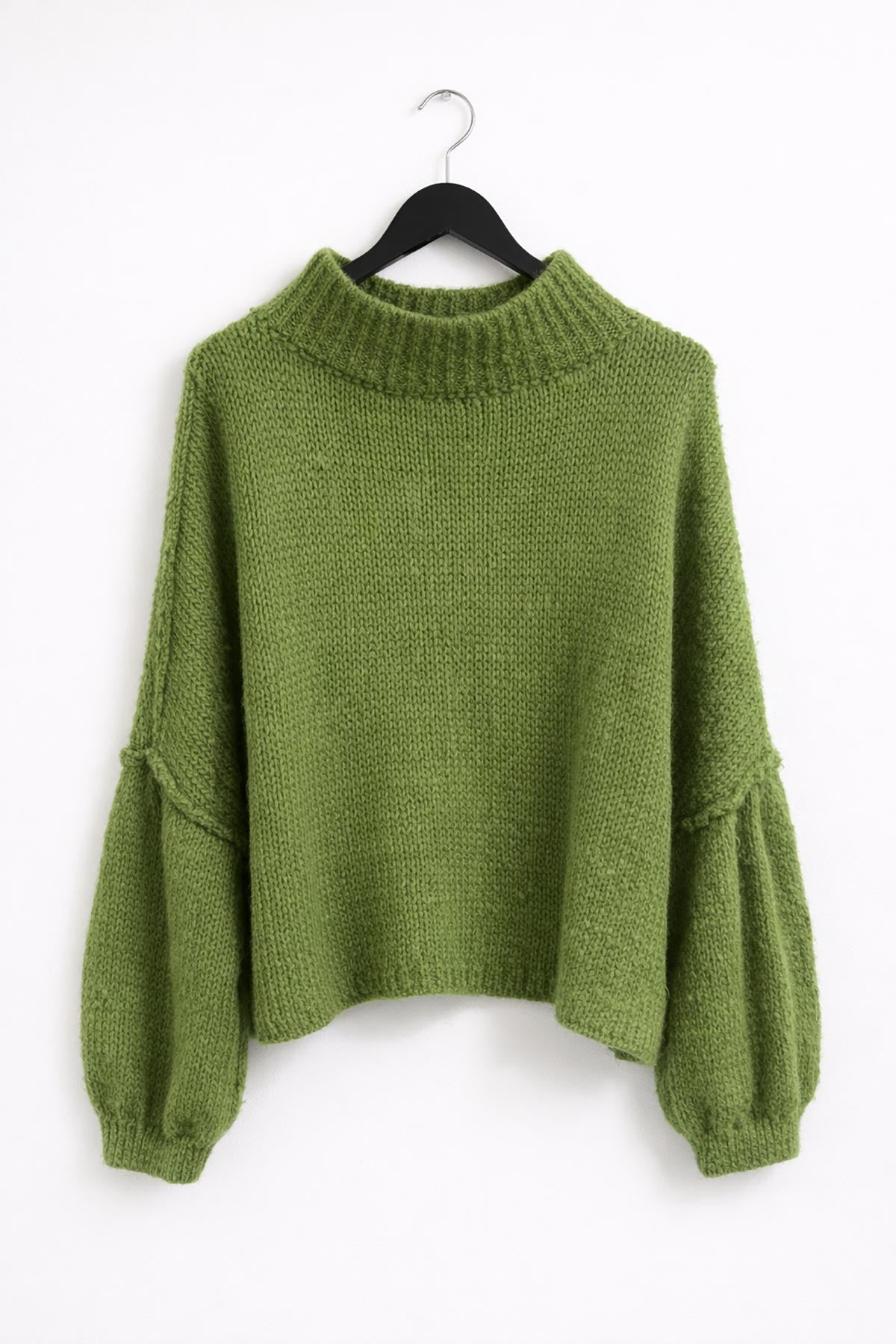 Chunky wool blend jumper in Rain Forest Green made in Italy