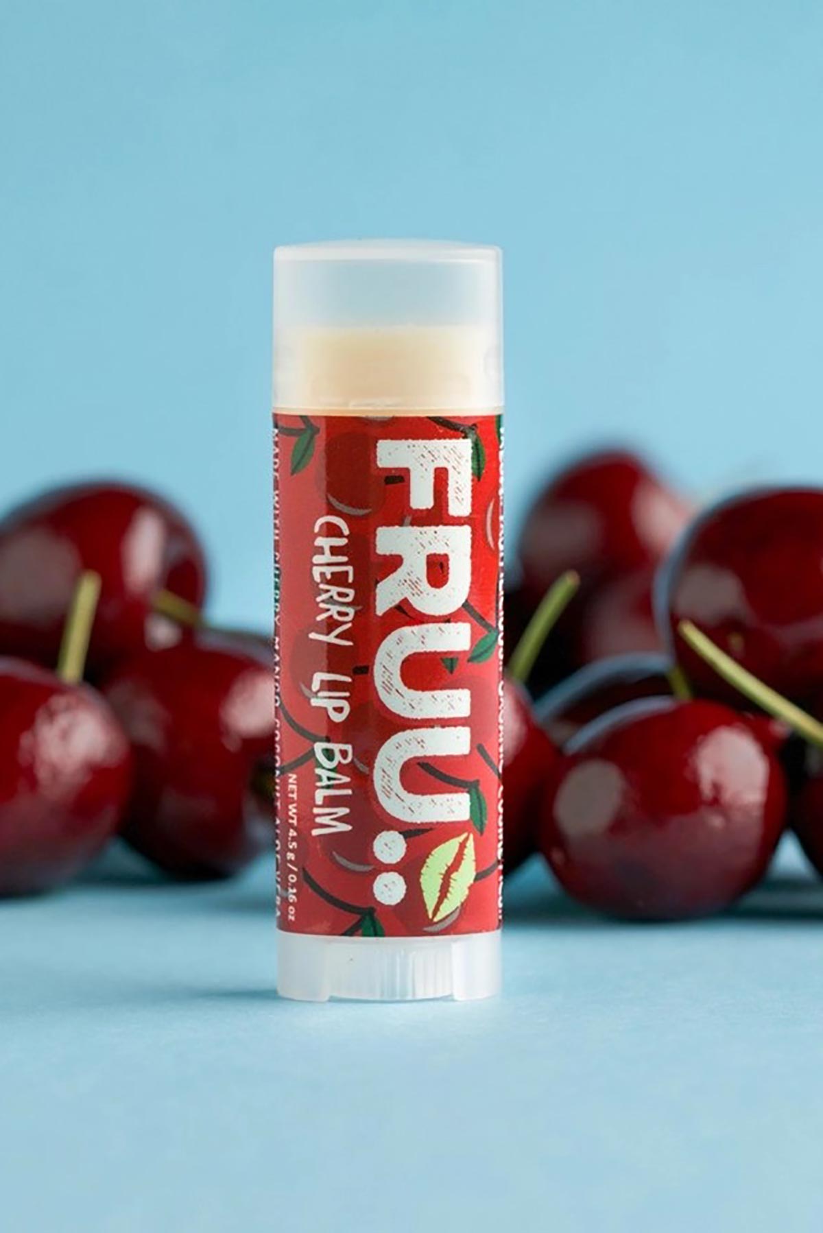 Cherry fruit-based lip balm by Fruu..