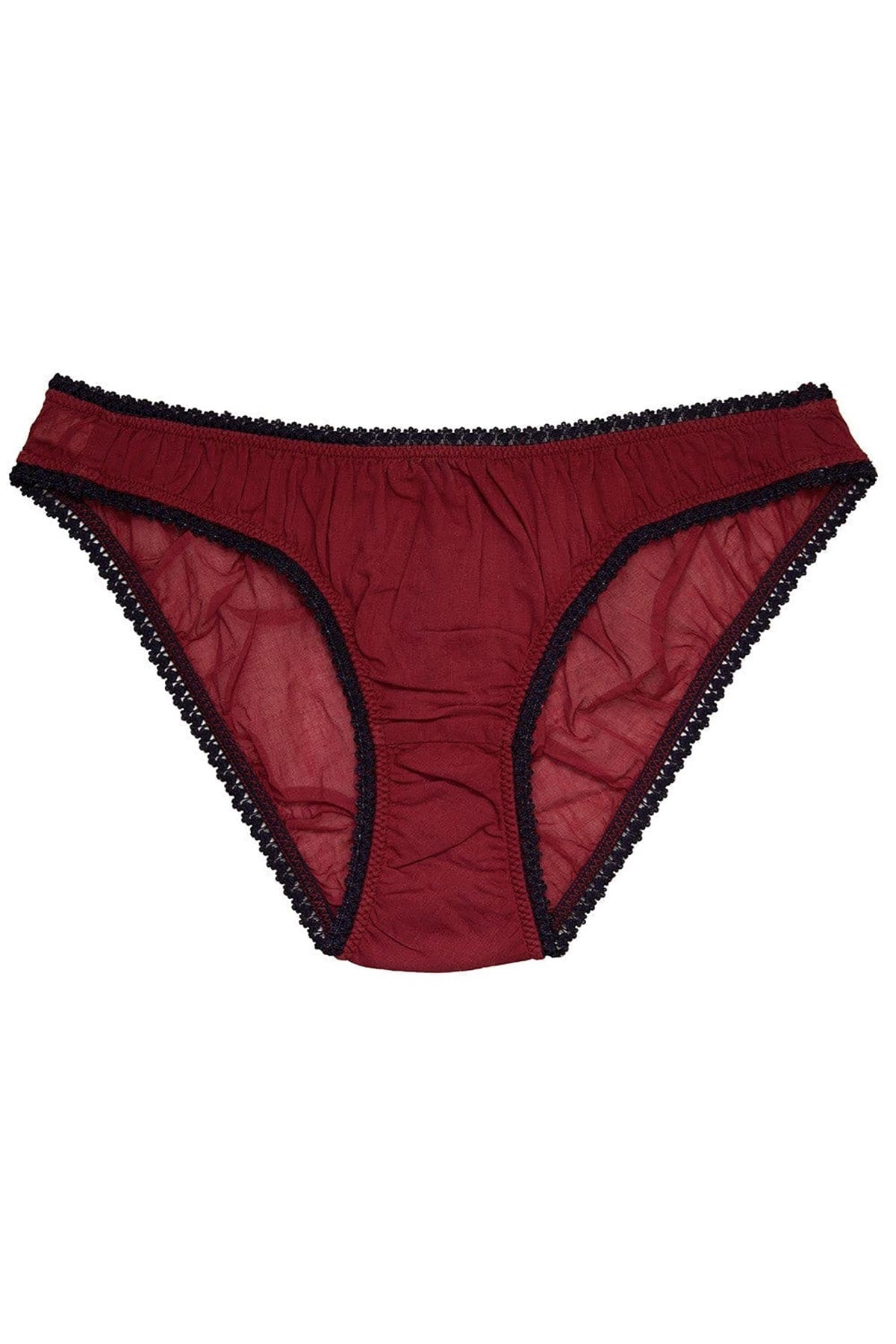 Detail of Germaine Bordeaux Night panties in organic cotton voile by Germaine Des Prés Paris