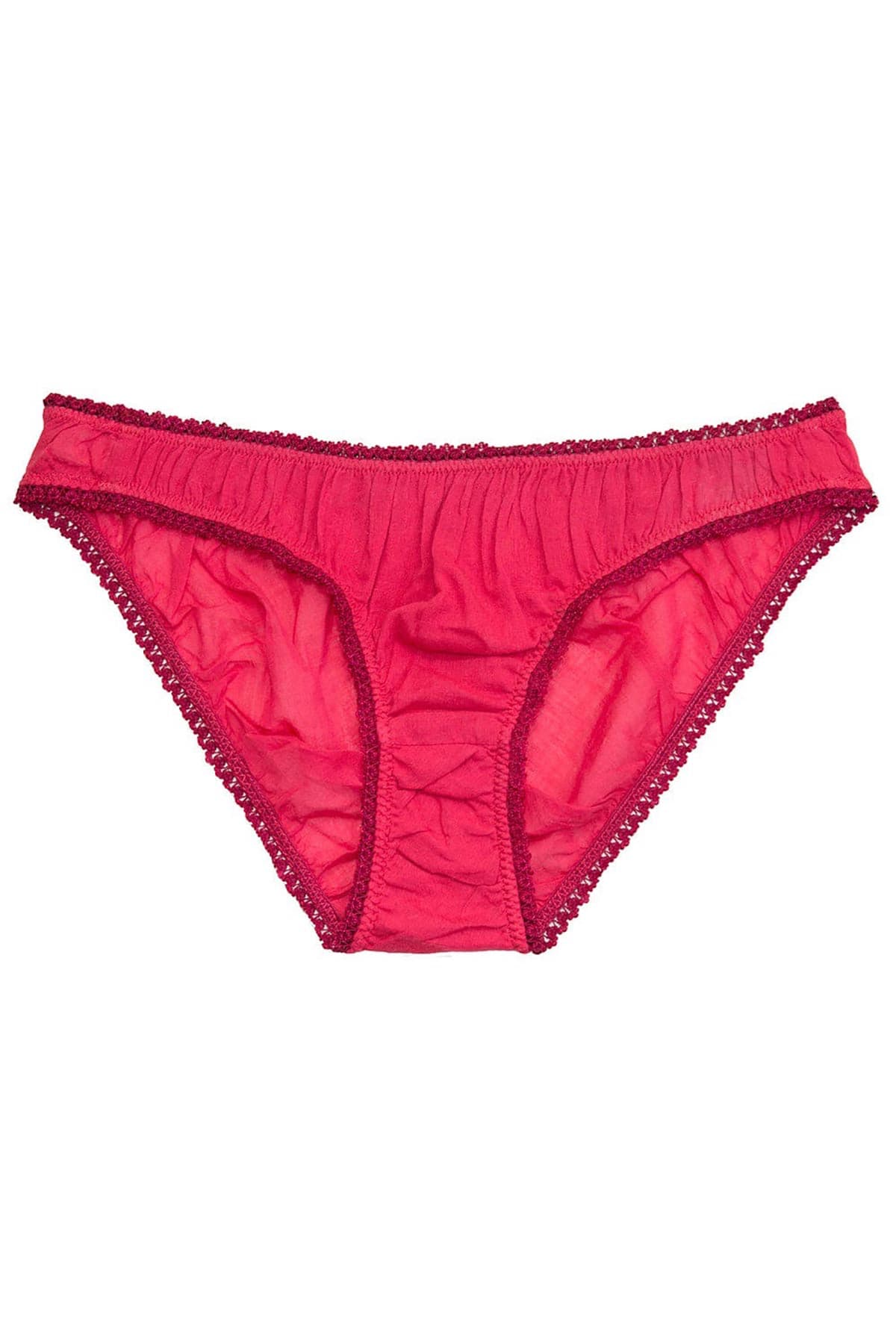 Detail of Germaine Poppy Bordeaux panties in organic cotton voile by Germaine Des Prés Paris