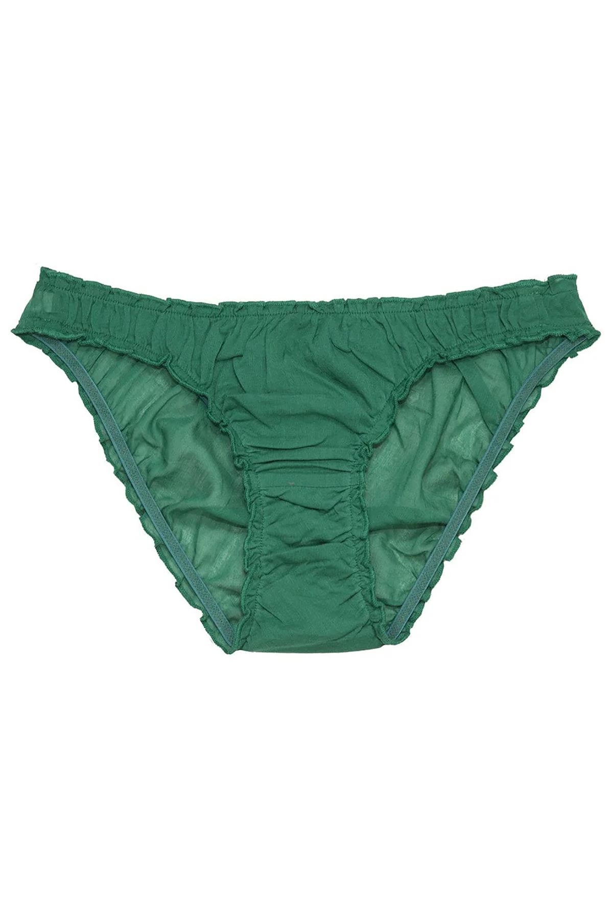 Detail of Simone Emerald panties in organic cotton voile by Germaine Des Prés Paris