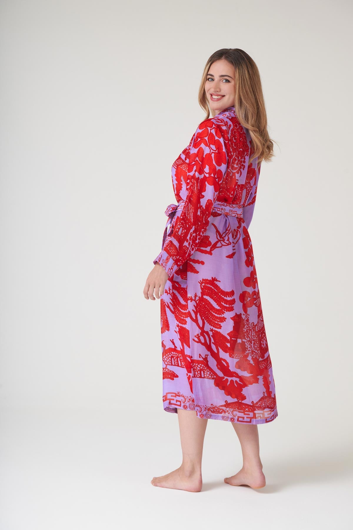 Violet willow print modal and cupro gown