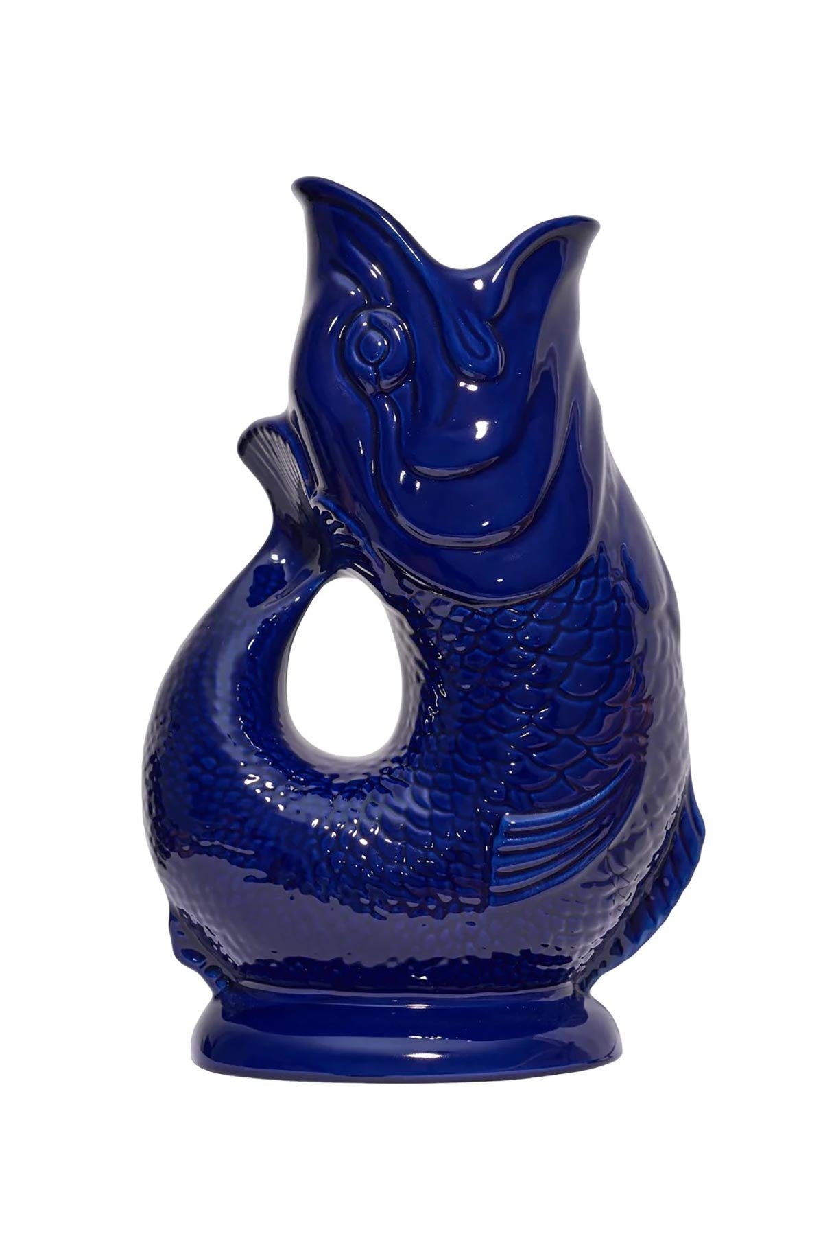 Cobalt blue Gluggle Jug ceramic fish jug by The Gluggle Jug Factory at Urban Wild