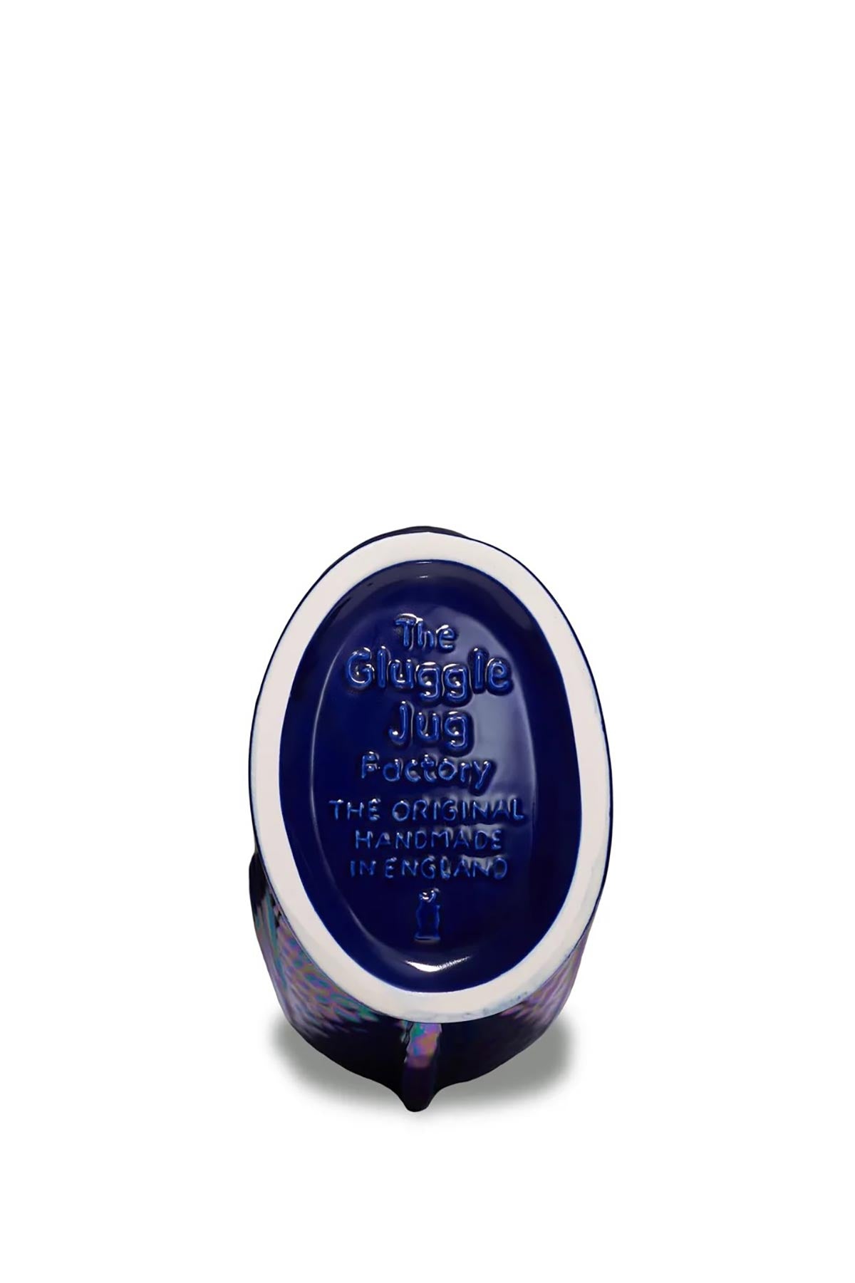 Extra Large Gluggle Jug in cobalt blue lustre glaze base view