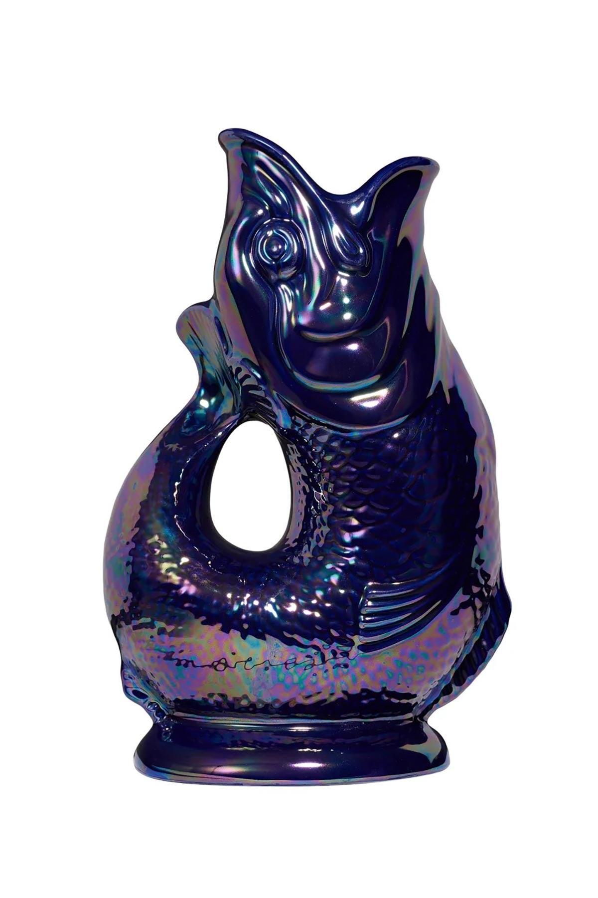 Extra Large Gluggle Jug in cobalt blue lustre glaze front view